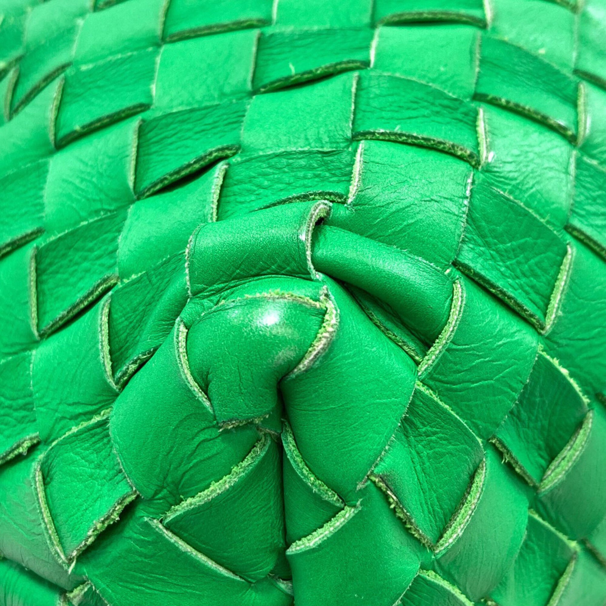 Bottega Veneta Green Leather Pouch Tote Bag (Pre-Owned)