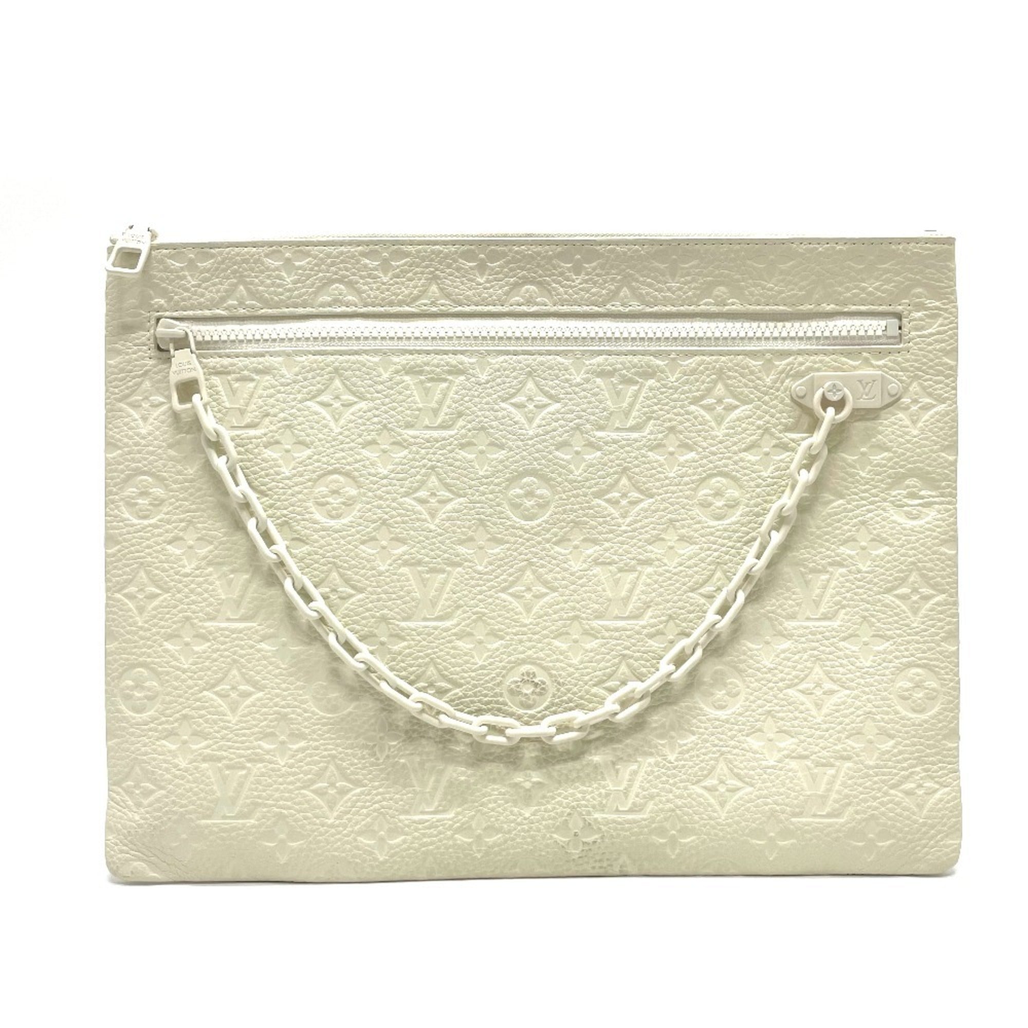 Louis Vuitton Blanc White Leather Clutch Bag Pochette (Pre-Owned)