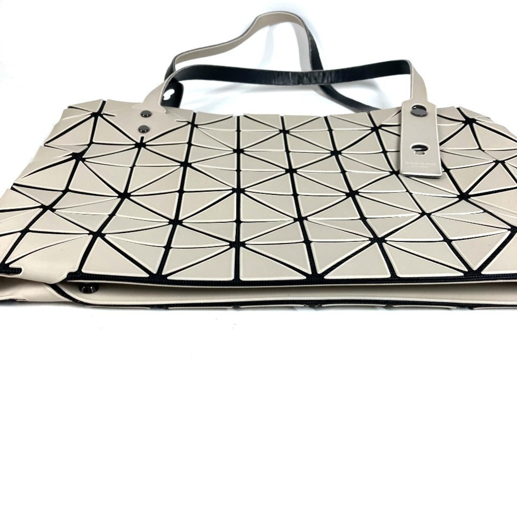 Issey Miyake Beige Black Leather Pvc Shoulder Bag Tote Bag (Pre-Owned)