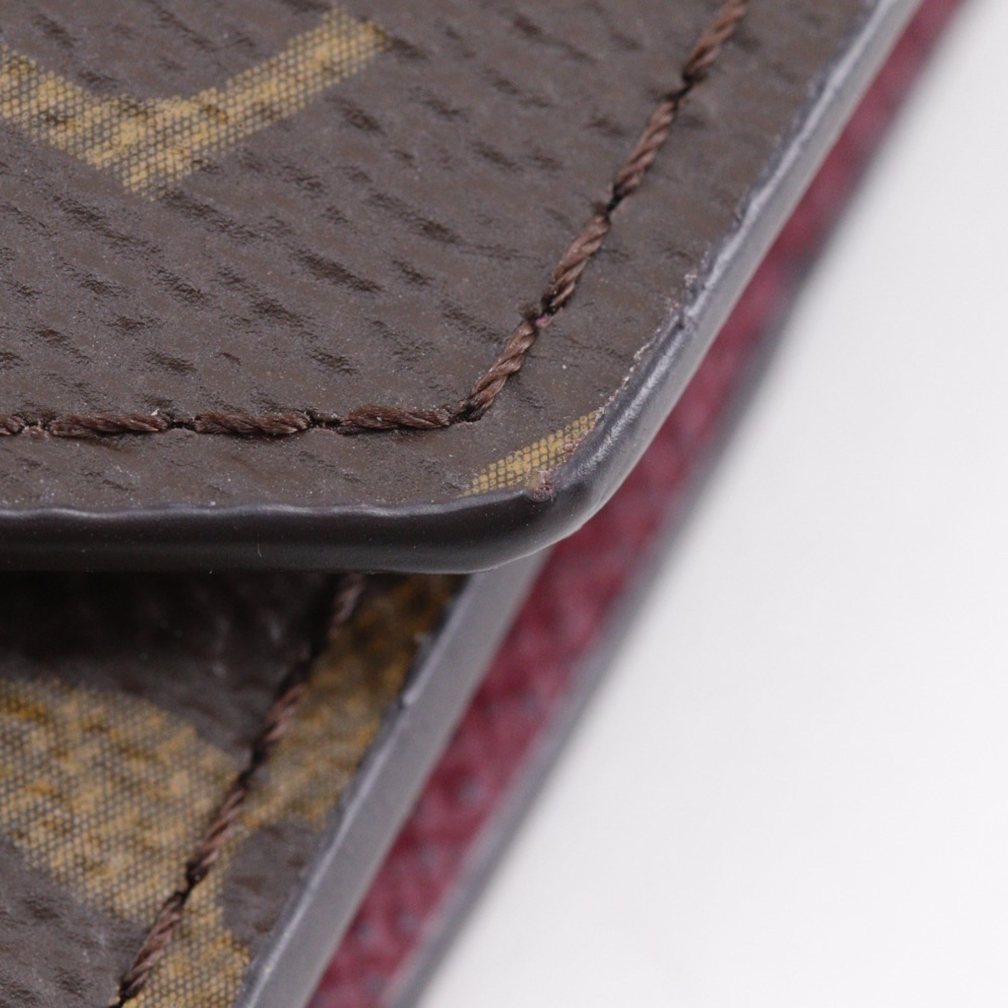 Louis Vuitton Brown Fuchsia Monogram Canvas Wallet (Tri-Fold) (Pre-Owned)