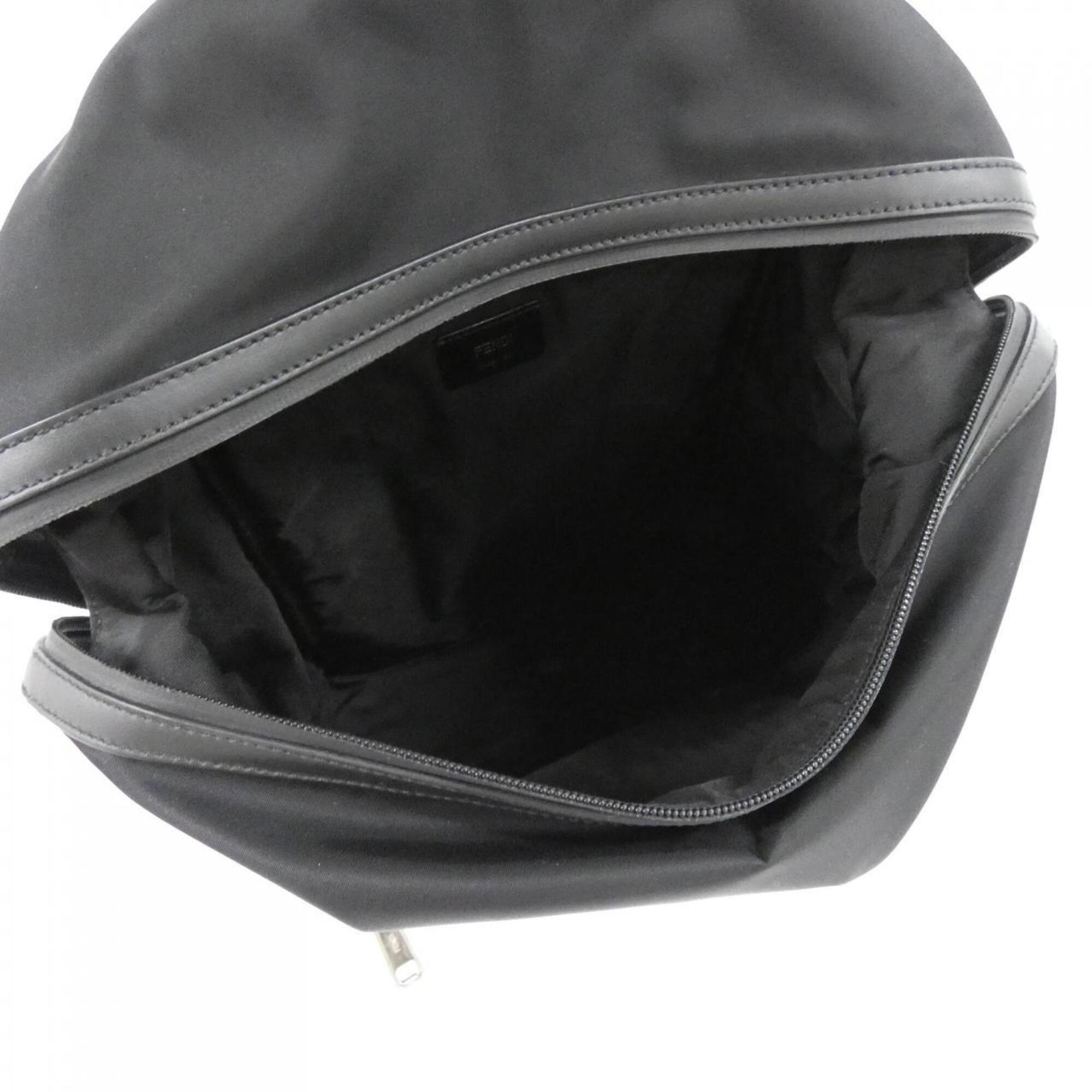 Fendi Black Nylon Leather Backpack Handbag (Pre-Owned)