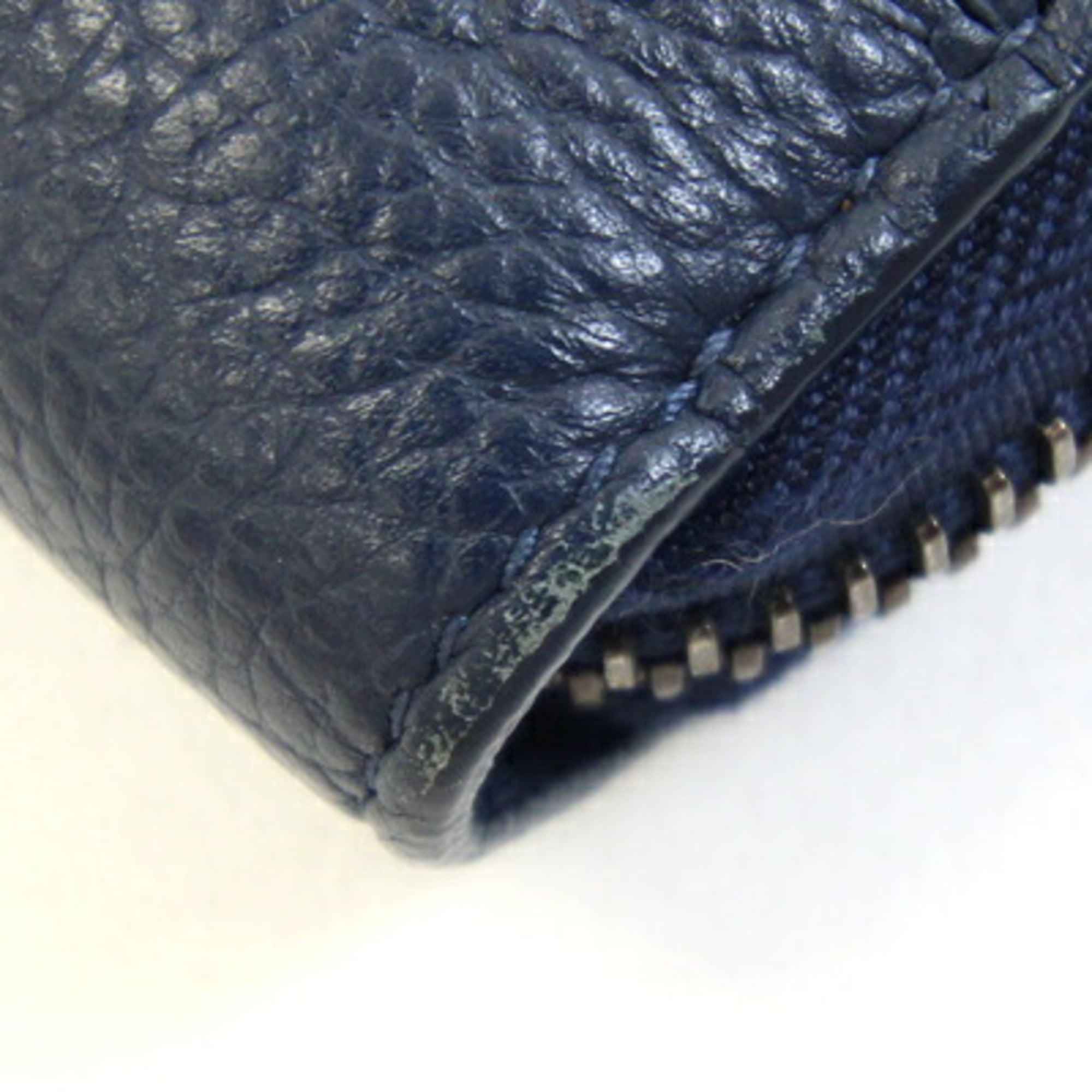 Bvlgari Navy Leather Long Wallet (Bi-Fold) (Pre-Owned)