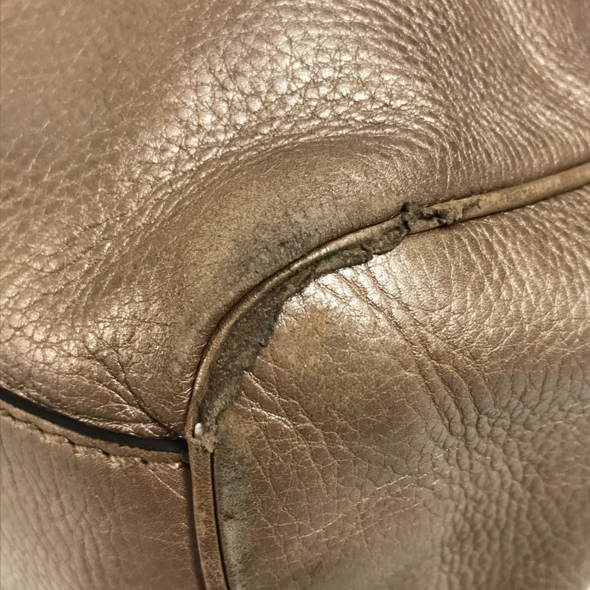 Gucci Beige Pink Metallic Pink Leather Shoulder Bag Tote Bag (Pre-Owned)