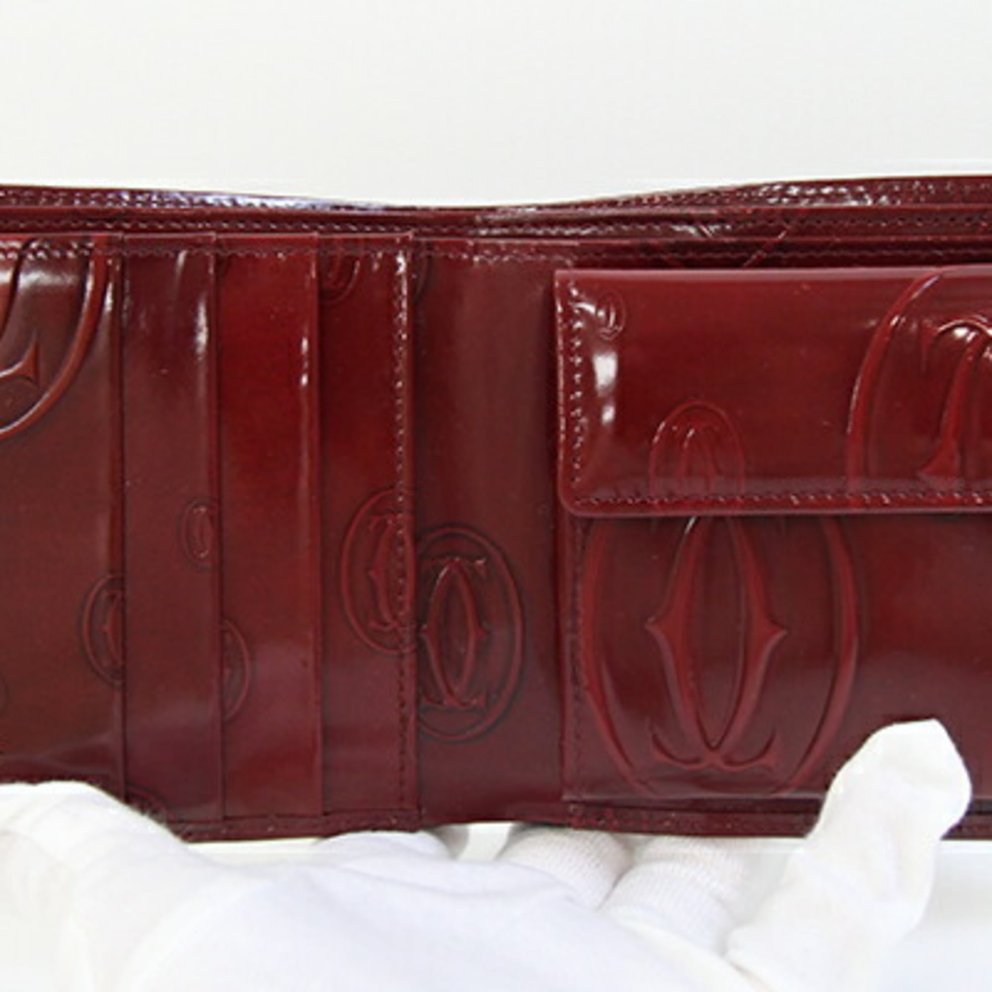 Cartier Happy Birthday Bordeaux Leather Wallet (Bi-Fold) (Pre-Owned)