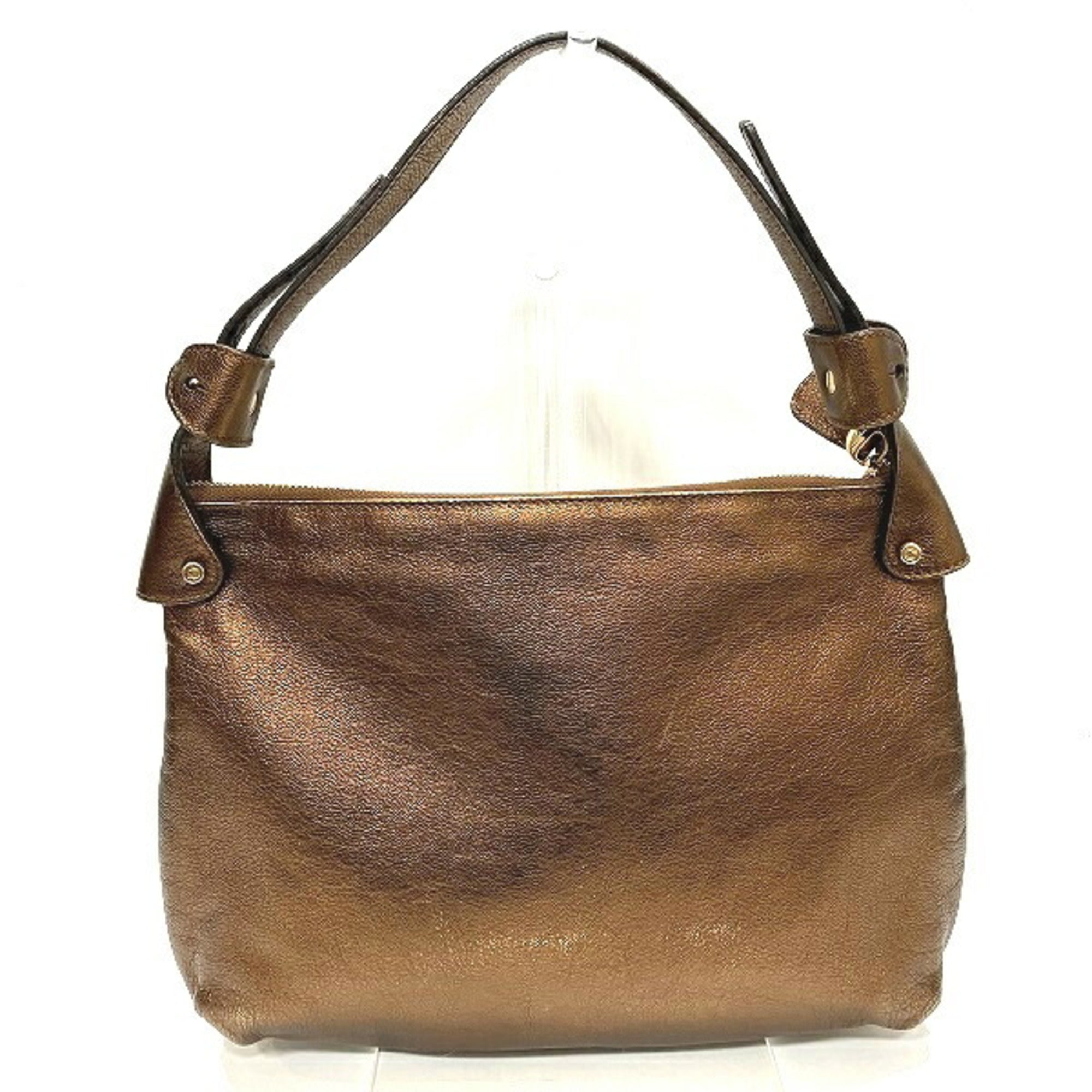 Salvatore Ferragamo Bronze Leather Shoulder Bag (Pre-Owned)
