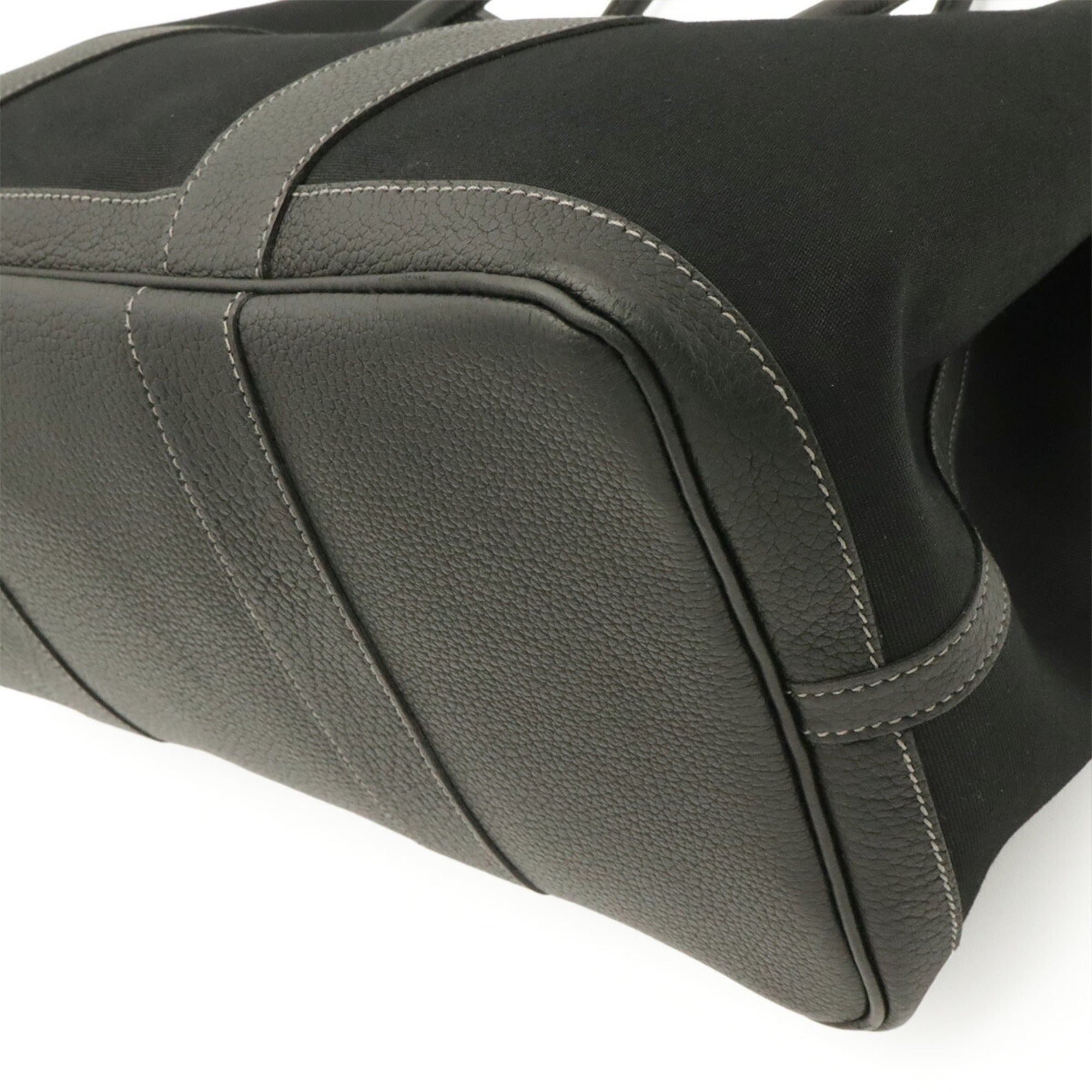 Hermes Black Toile Officier Leather Shoulder Bag Tote Bag (Pre-Owned)