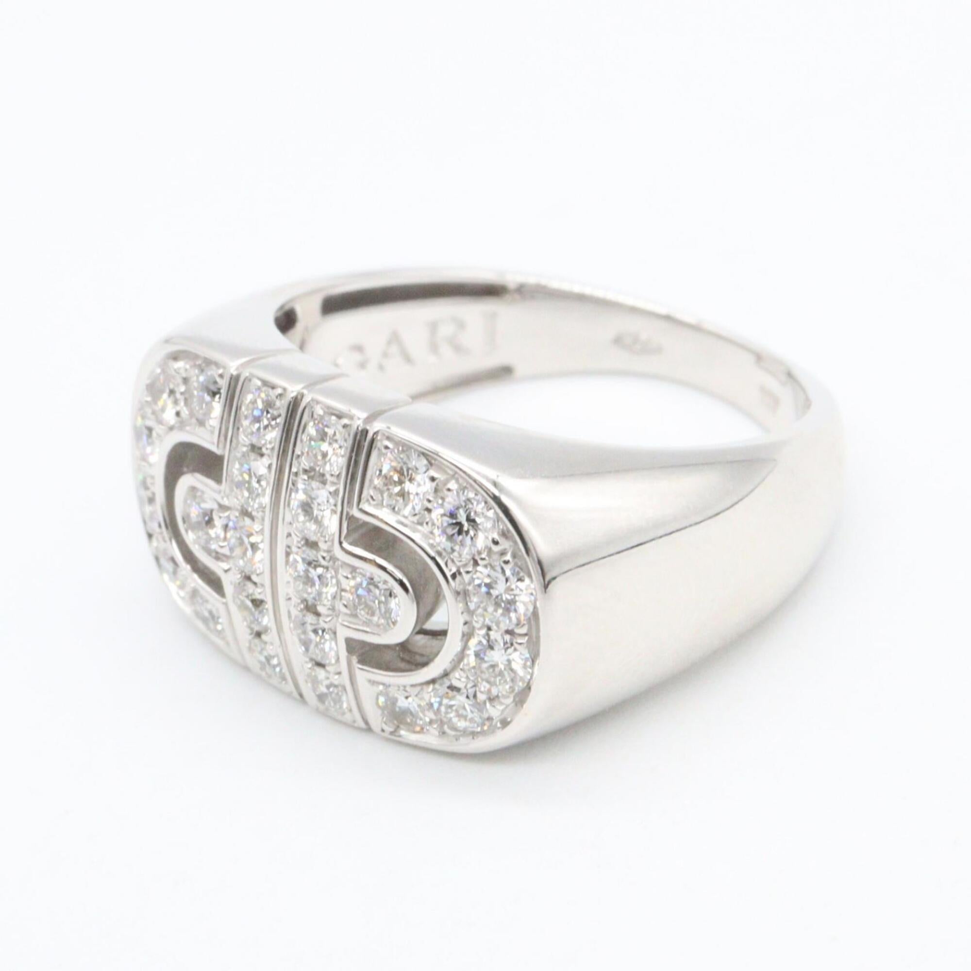 Bvlgari Silver Clear White Gold (18K) Band Ring (Pre-Owned)