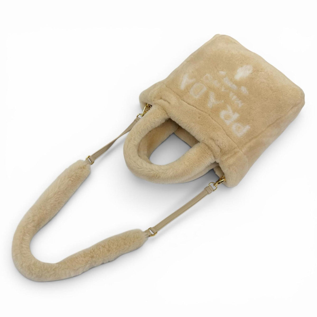 Prada Beige Leather Pouch Shoulder Bag (Pre-Owned)