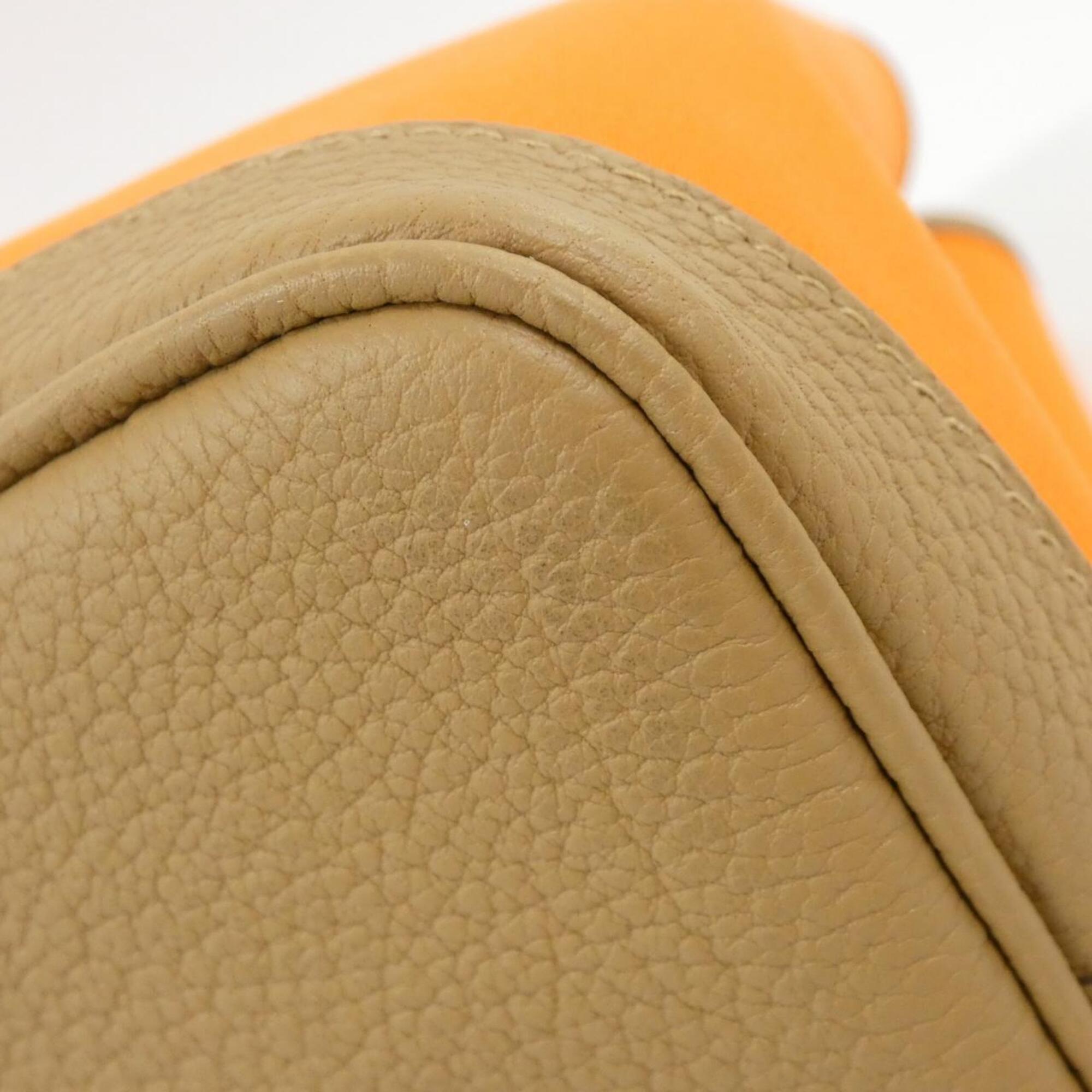 Hermes Biscuit Orange Toile Officier Negonda Leather Handbag (Pre-Owned)