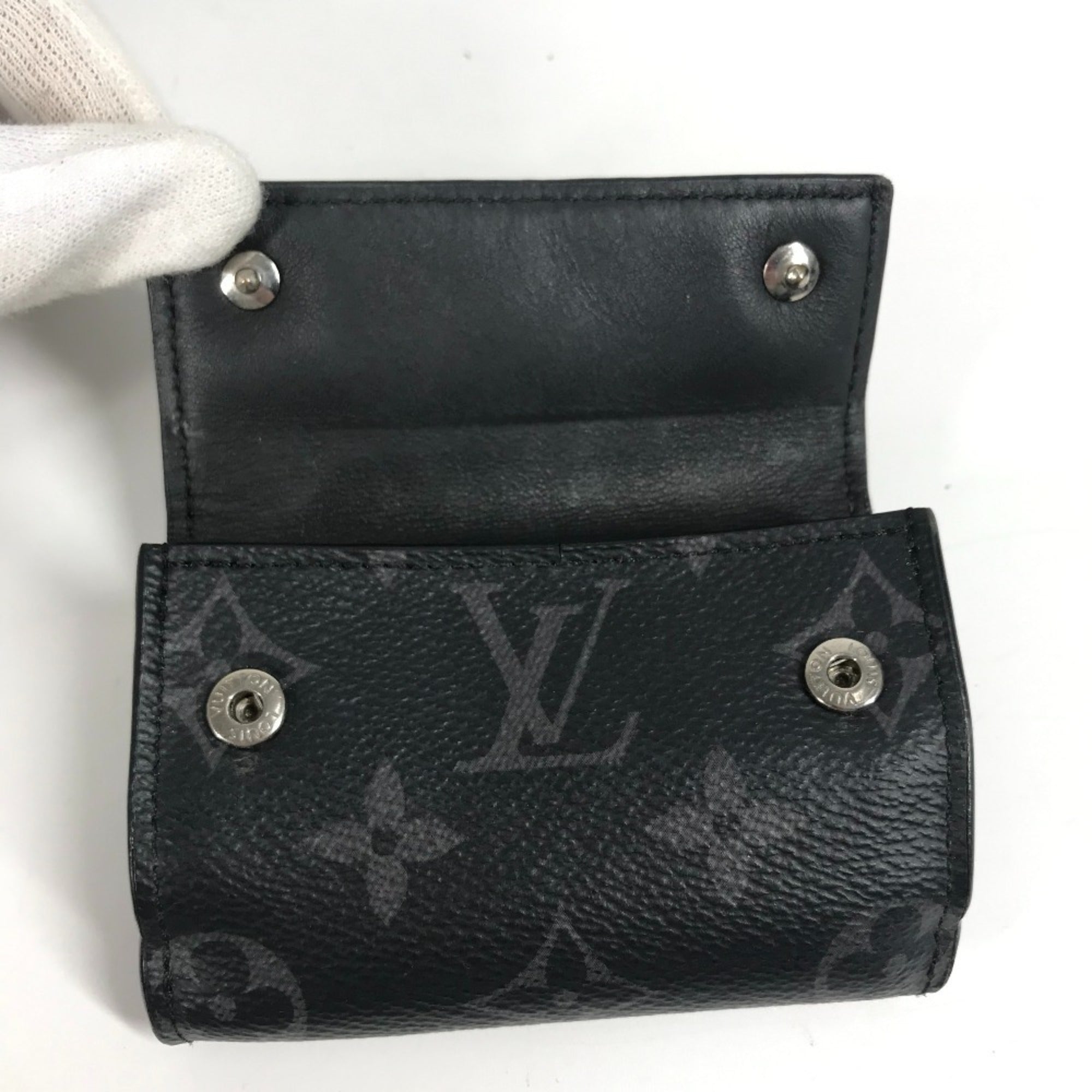Louis Vuitton Black Gray Monogram Eclipse Canvas Wallet (Tri-Fold) (Pre-Owned)