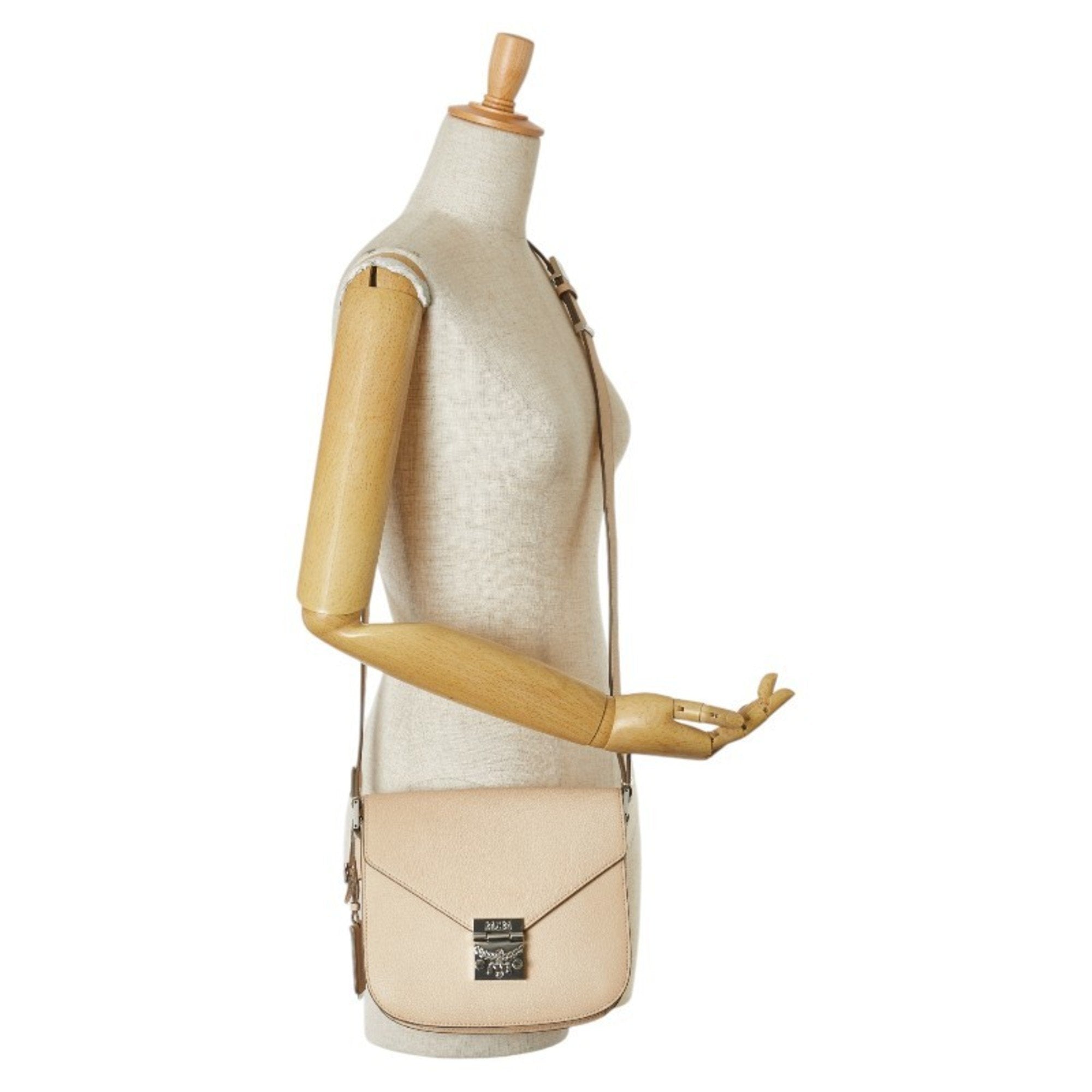 Mcm Beige Leather Shoulder Bag (Pre-Owned)