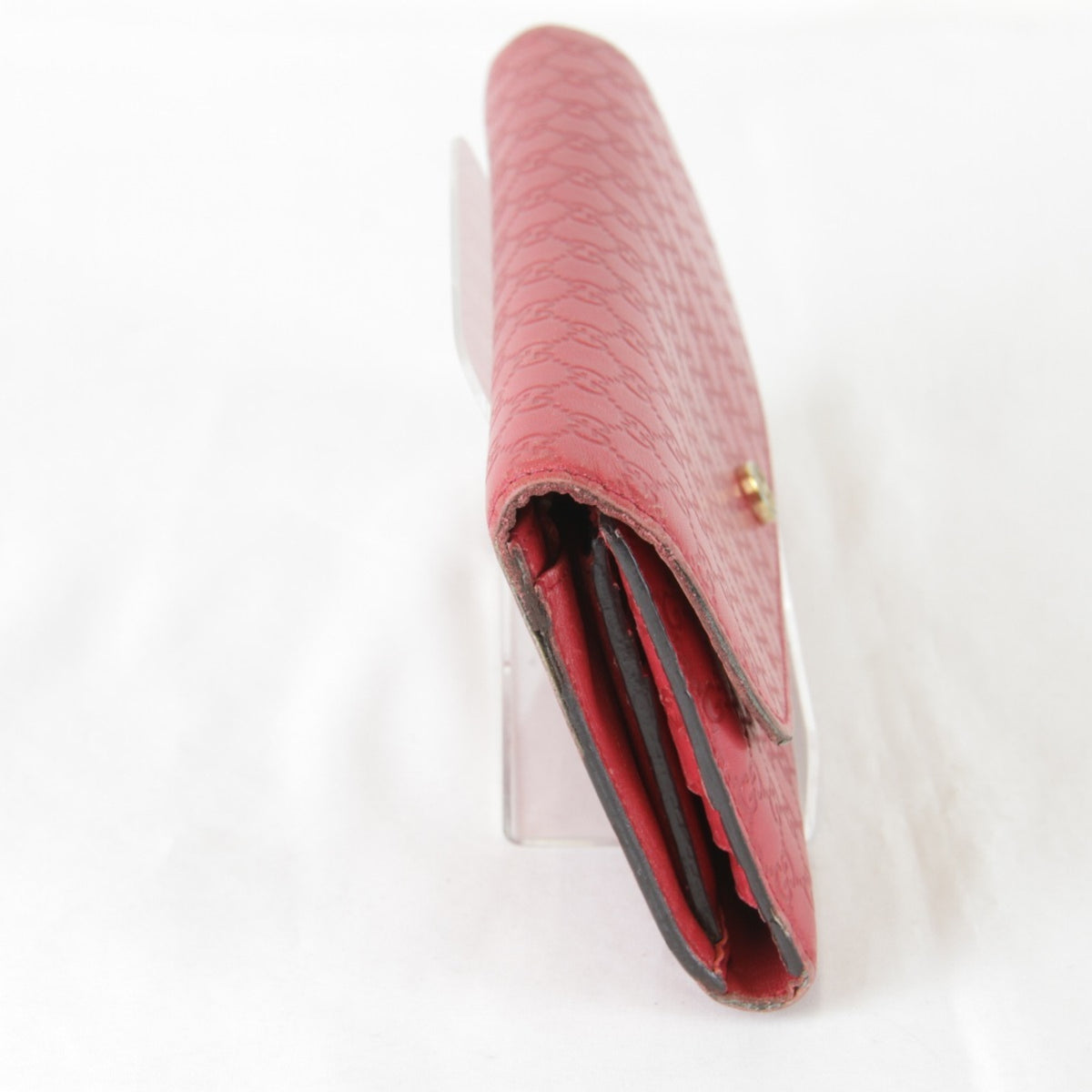 Gucci Red Color Leather Long Wallet (Bi-Fold) (Pre-Owned)