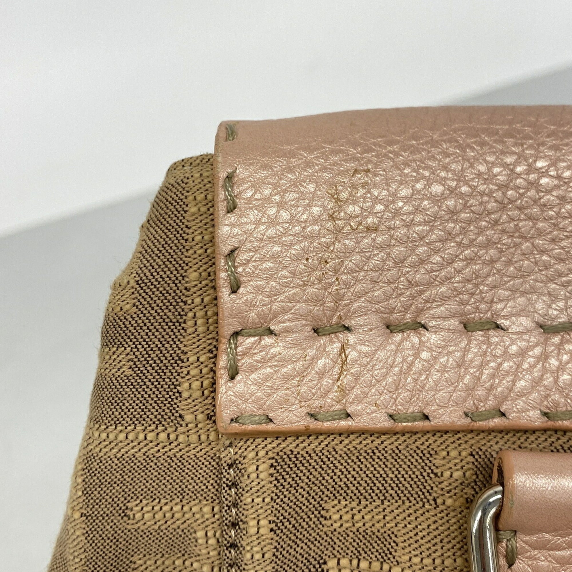 Fendi Brown Pink Canvas Handbag (Pre-Owned)