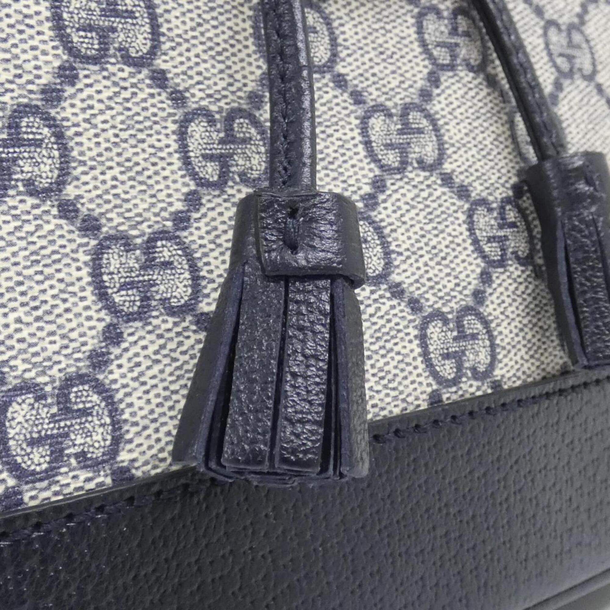 Gucci Beige Blue Gg Supreme Leather Backpack (Pre-Owned)