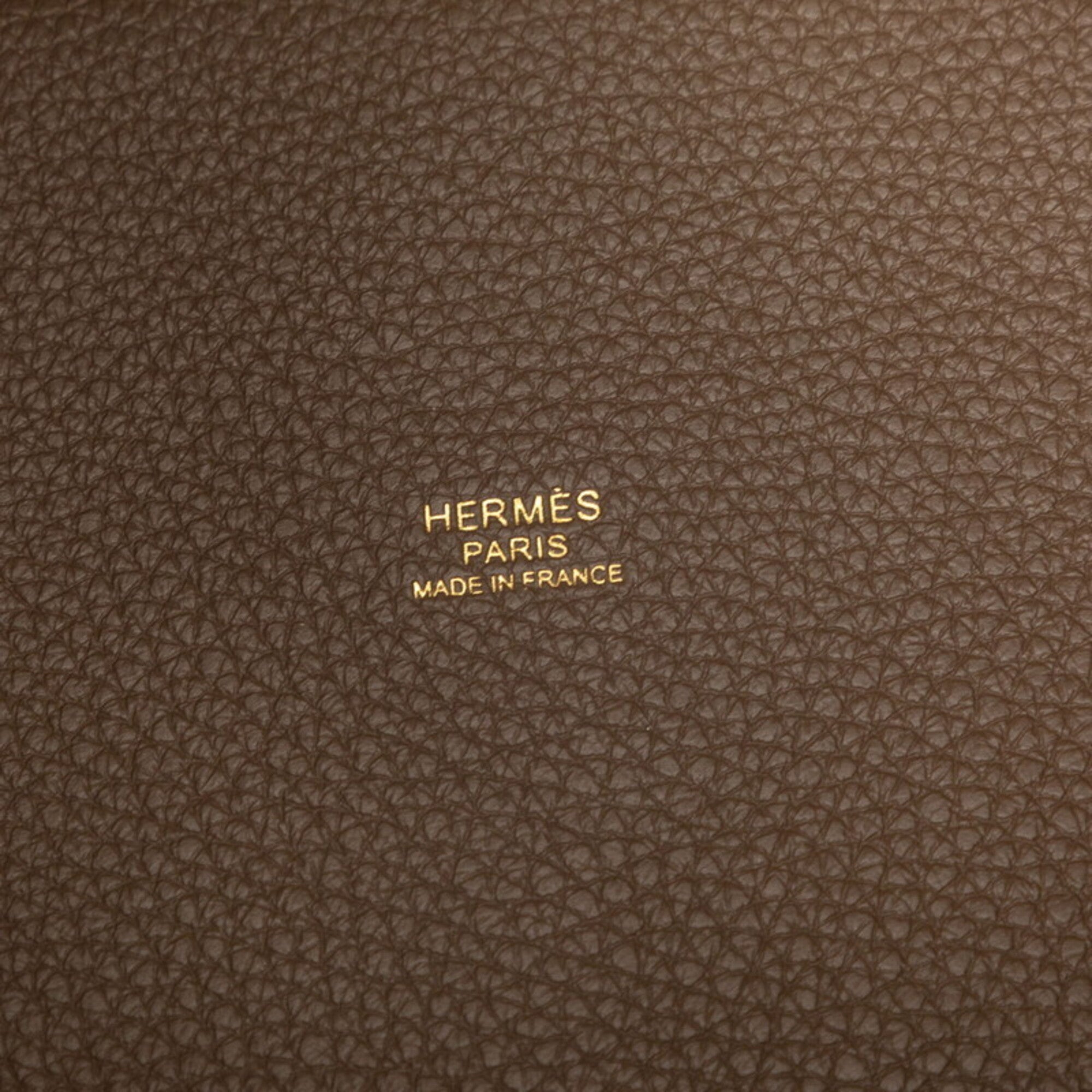 Hermes Brown Taurillon Clemence Leather Handbag (Pre-Owned)
