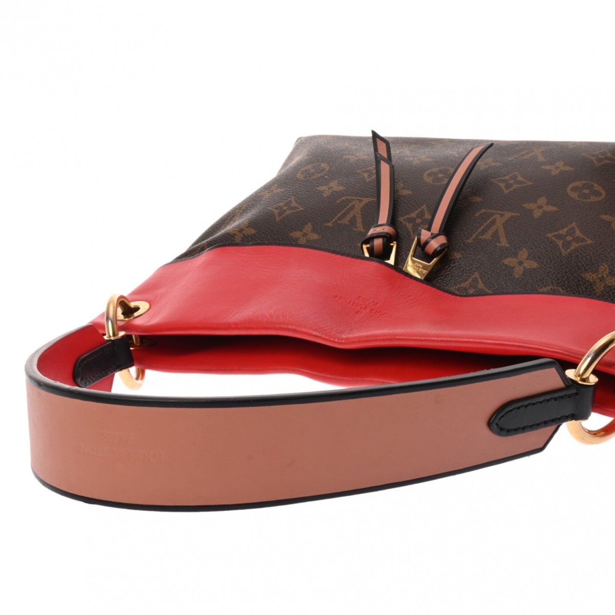 Louis Vuitton Brown Red Color Monogram Canvas Shoulder Bag (Pre-Owned)