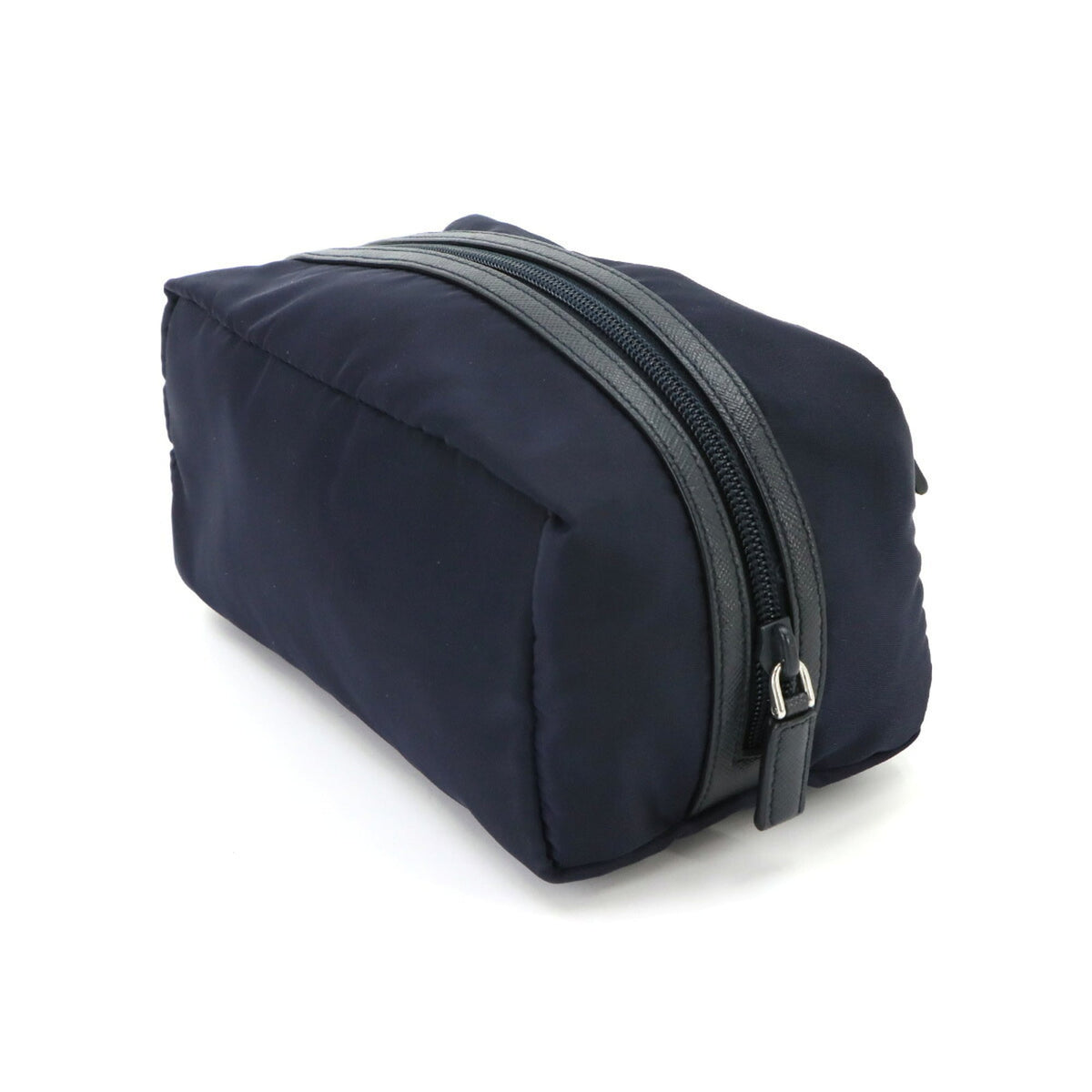 Prada Navy Nylon Leather Handbag Pouch (Pre-Owned)