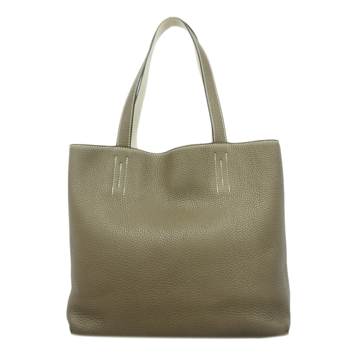 Hermes Etoupe Gray Taurillon Clemence Leather Tote Bag (Pre-Owned)