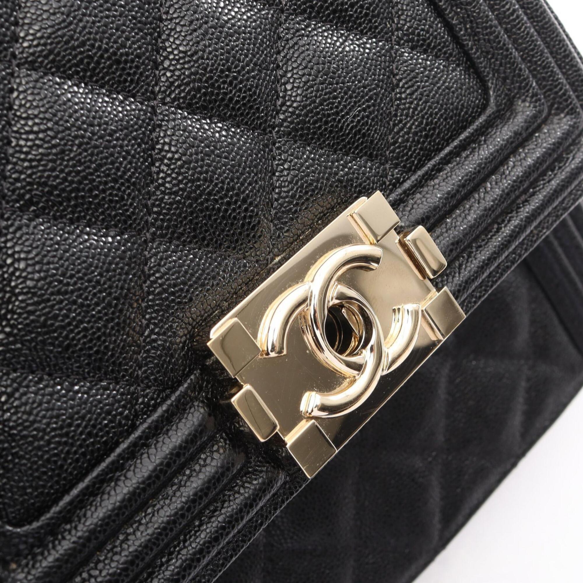 Chanel Black Leather Handbag Shoulder Bag (Pre-Owned)