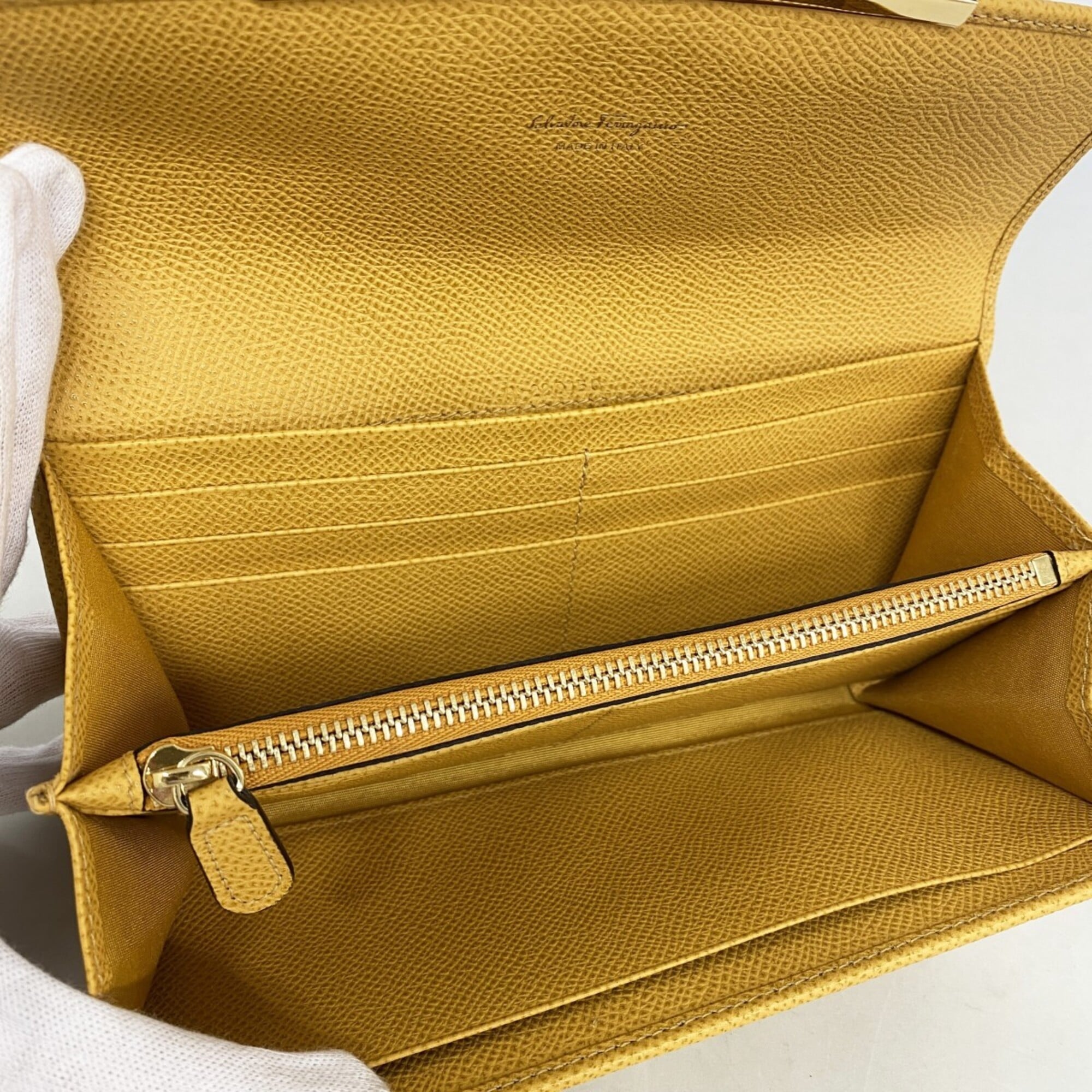 Salvatore Ferragamo Yellow Leather Long Wallet (Bi-Fold) (Pre-Owned)