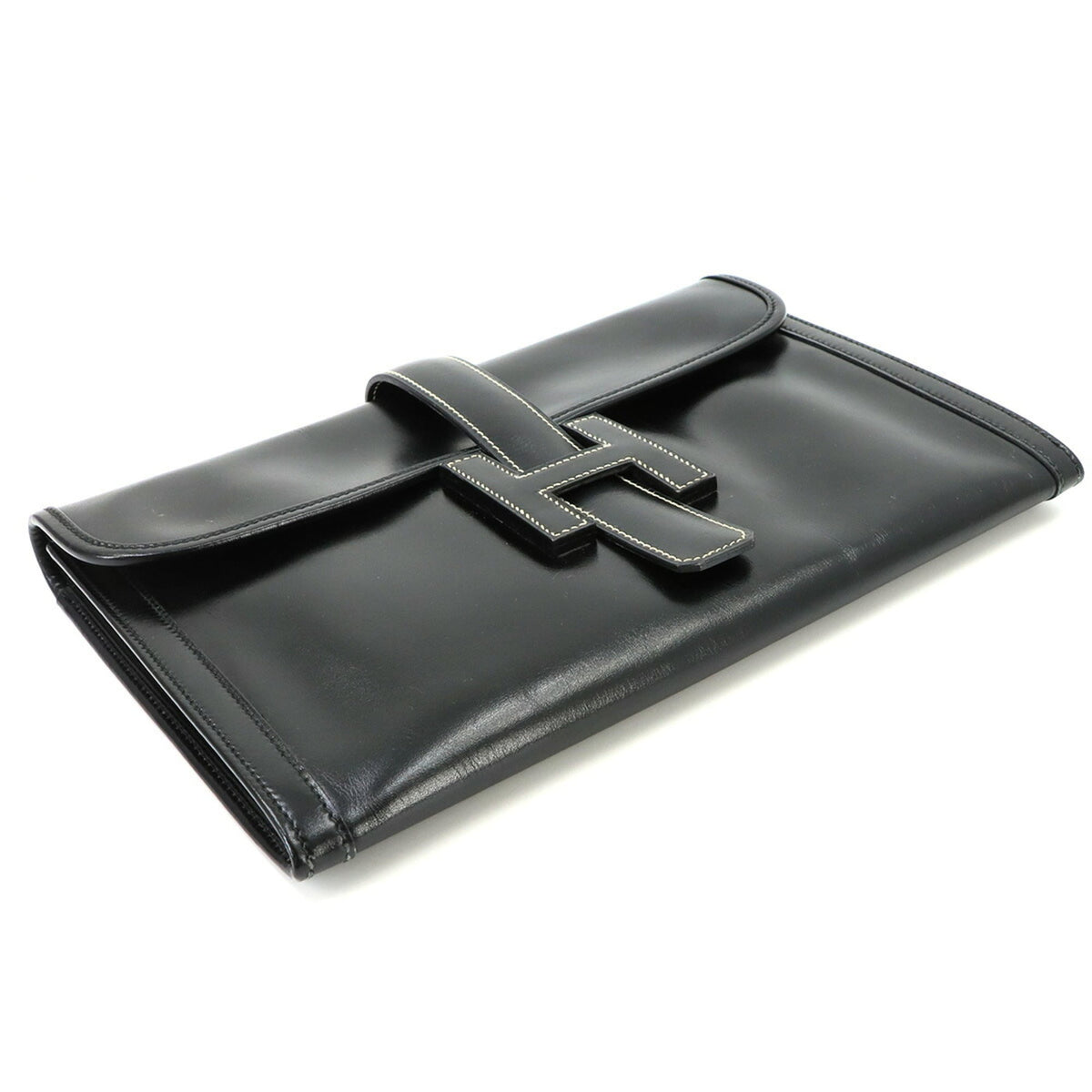 Hermes Black Box Calf Leather Clutch Bag (Pre-Owned)