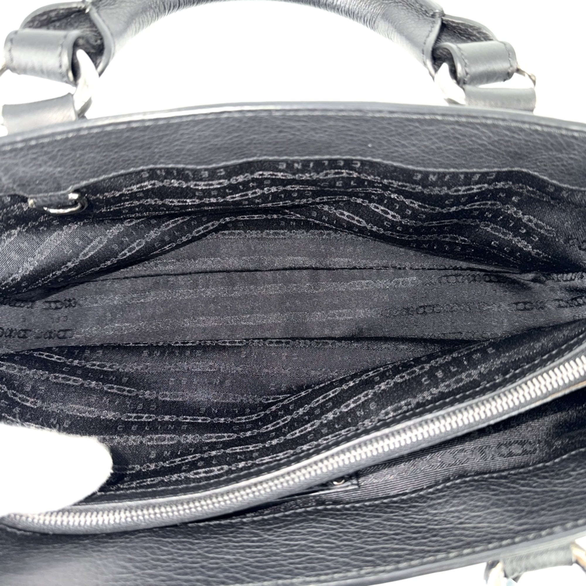 Celine Macadam Black Leather Handbag Tote Bag (Pre-Owned)