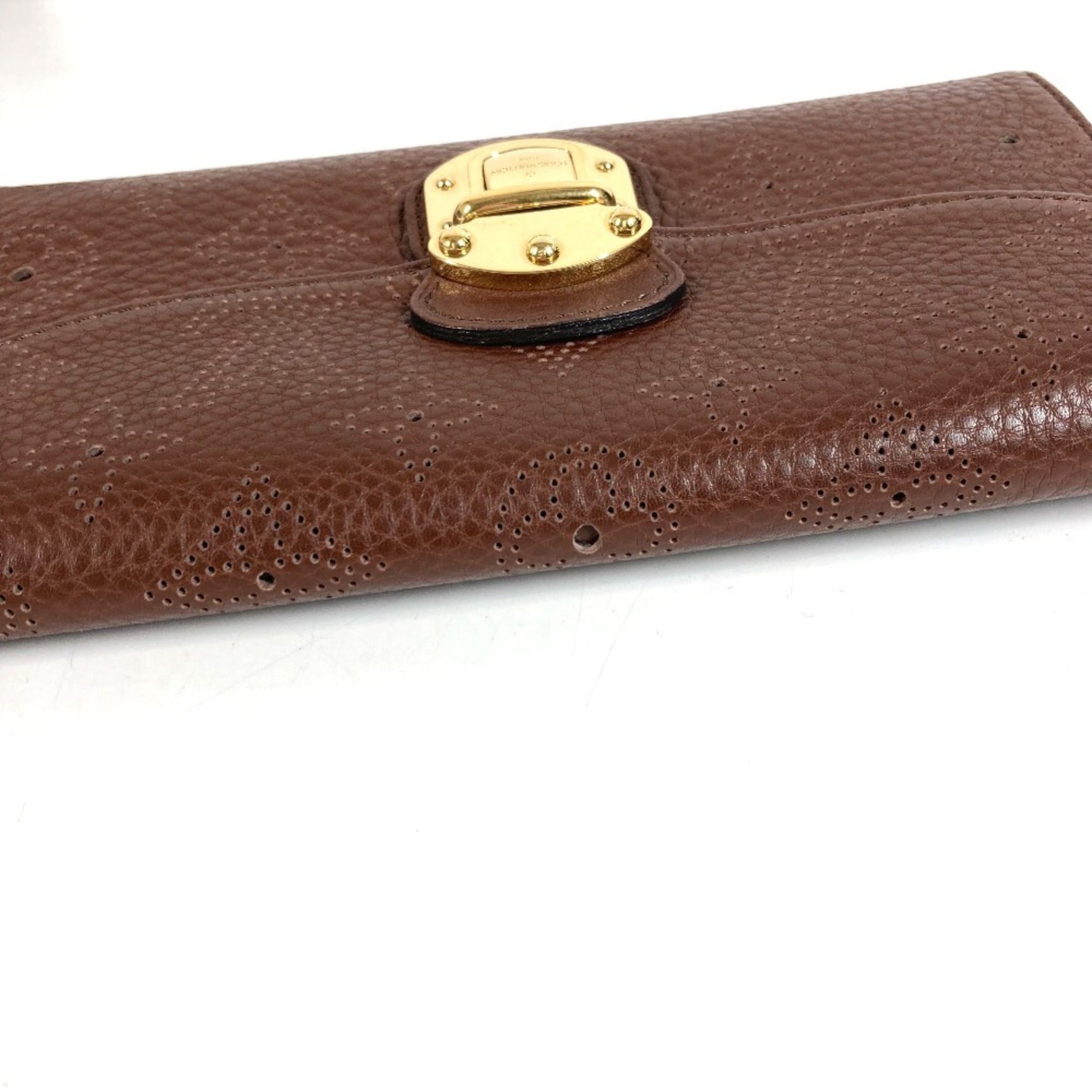 Louis Vuitton Brown Mahina Leather Long Wallet (Tri-Fold) (Pre-Owned)