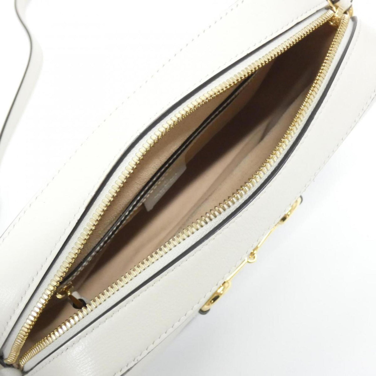 Gucci Beige White Gg Supreme Leather Shoulder Bag (Pre-Owned)