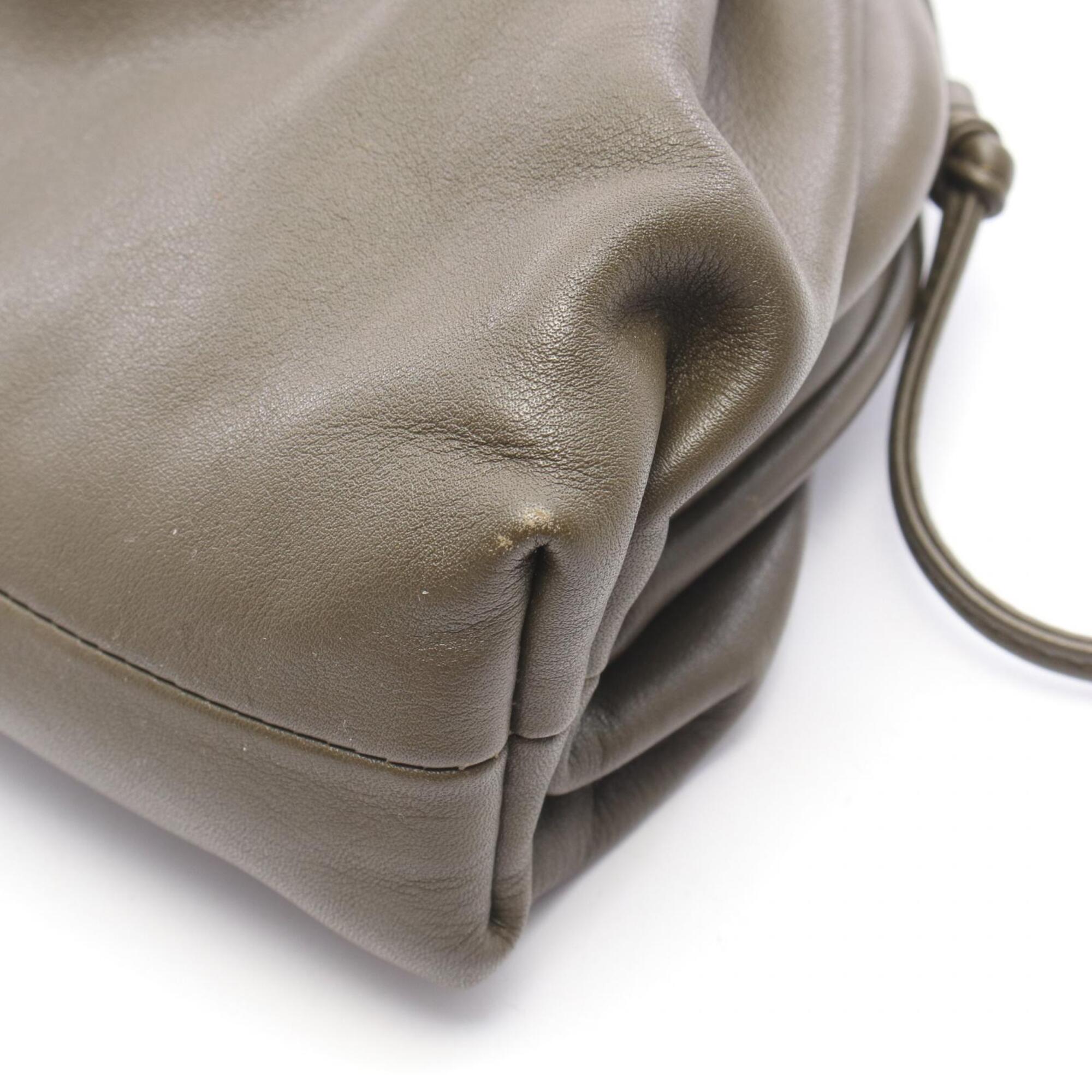 Bottega Veneta Khaki Leather Handbag Pouch Shoulder Bag (Pre-Owned)