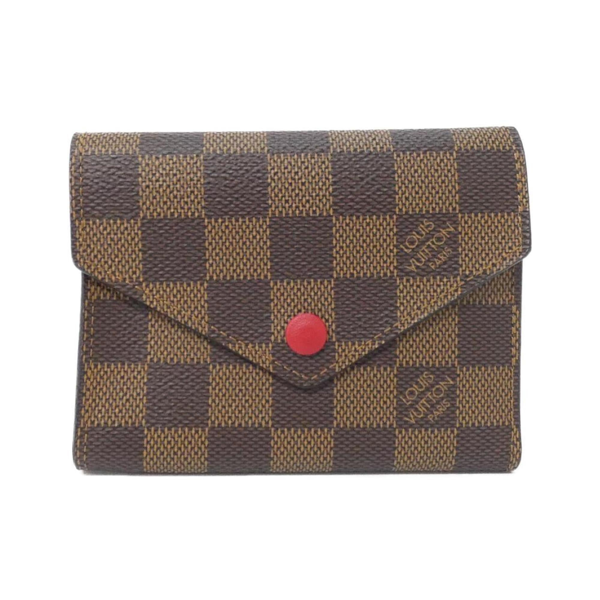 Louis Vuitton Ebene Rouge Coated Canvas Wallet (Tri-Fold) (Pre-Owned)