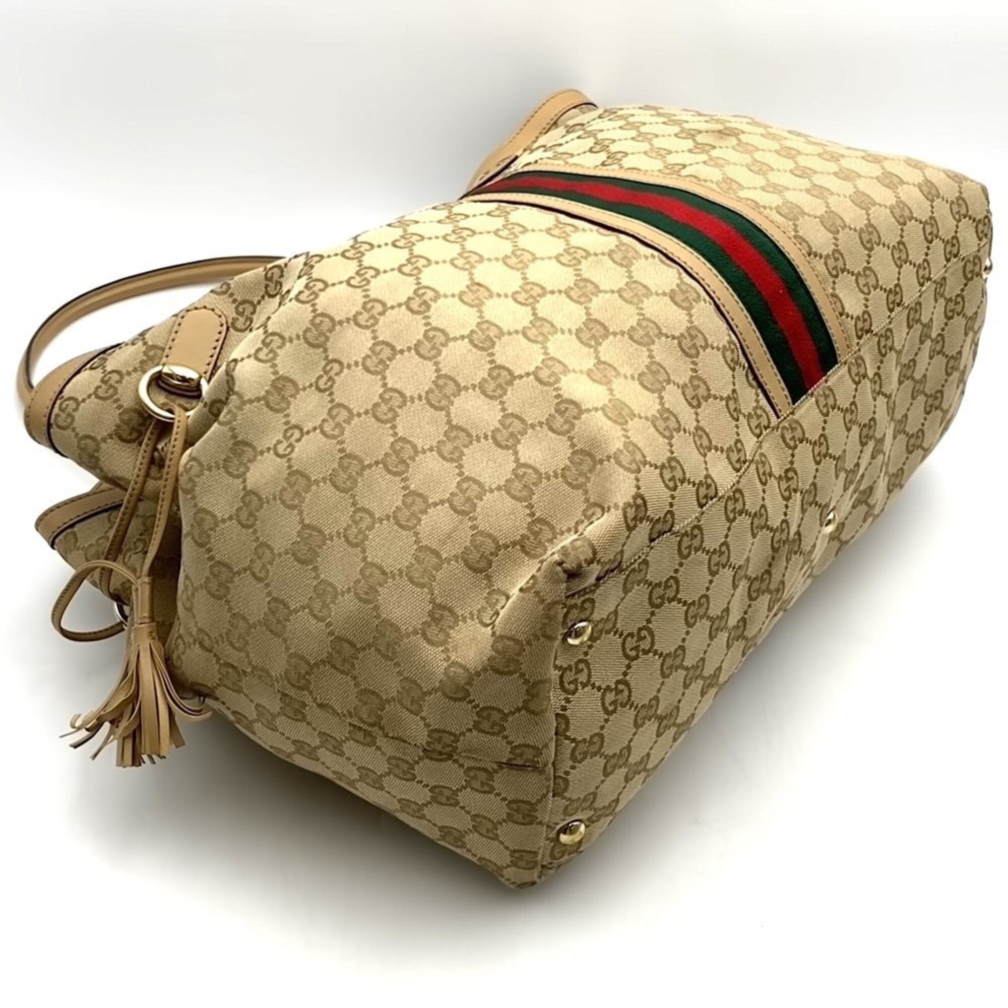 Gucci Brown Gg Canvas Leather Tote Bag (Pre-Owned)