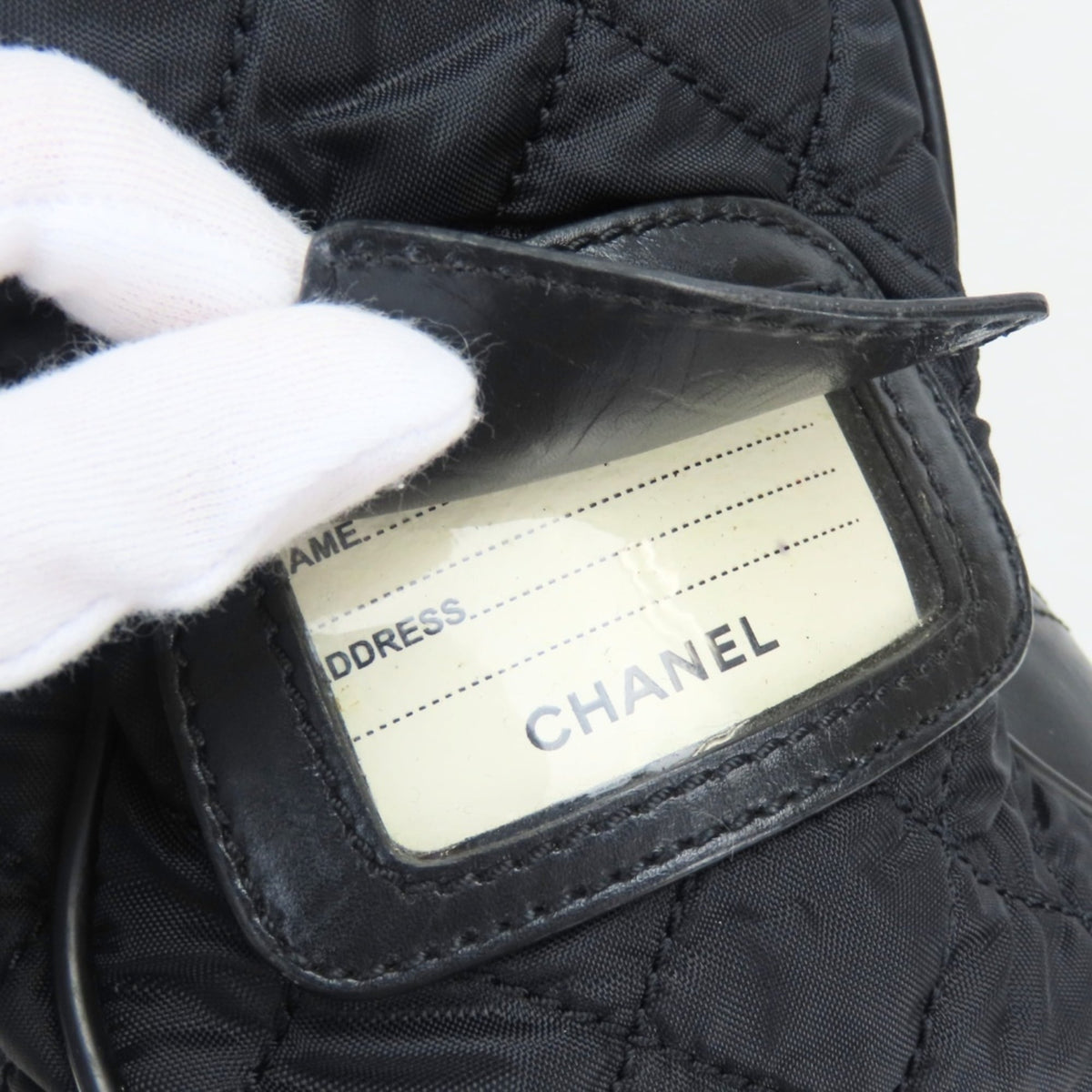 Chanel Matelasse Black Nylon Leather Tote Bag (Pre-Owned)