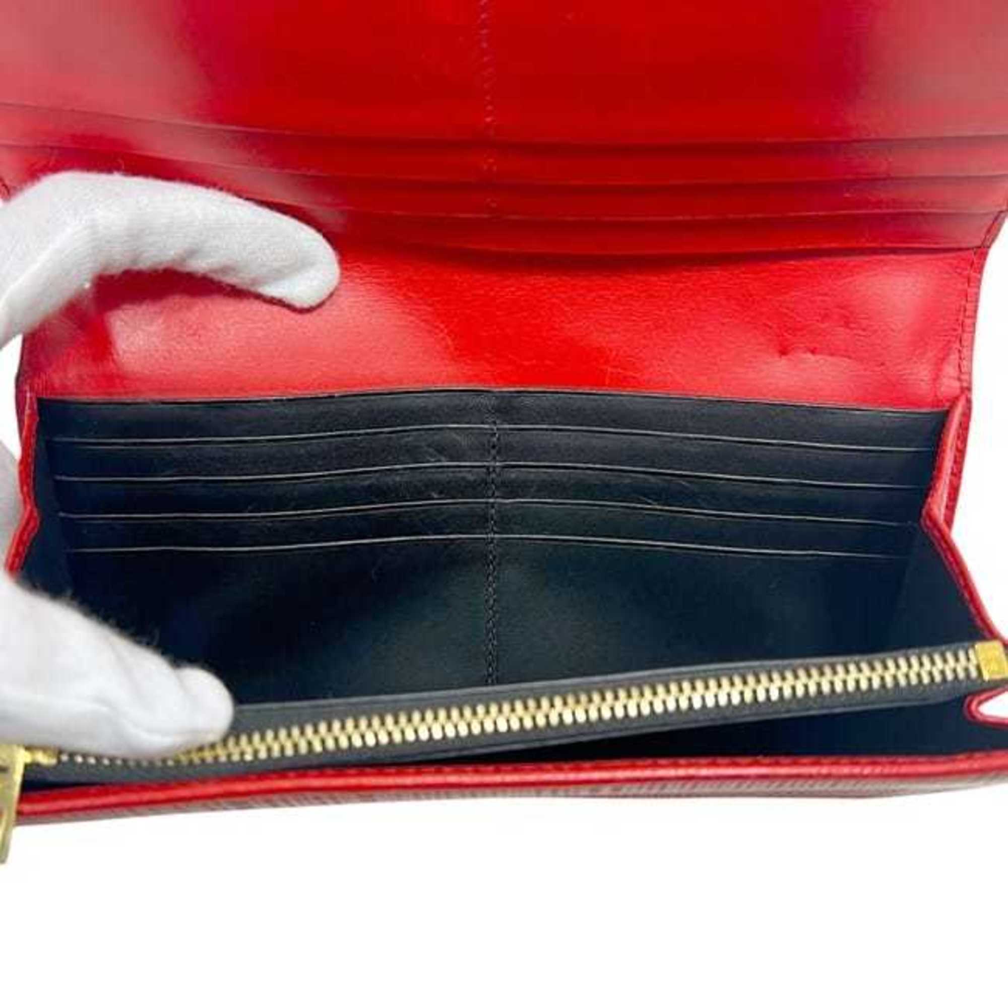 Loewe Red Color Leather Long Wallet (Bi-Fold) (Pre-Owned)