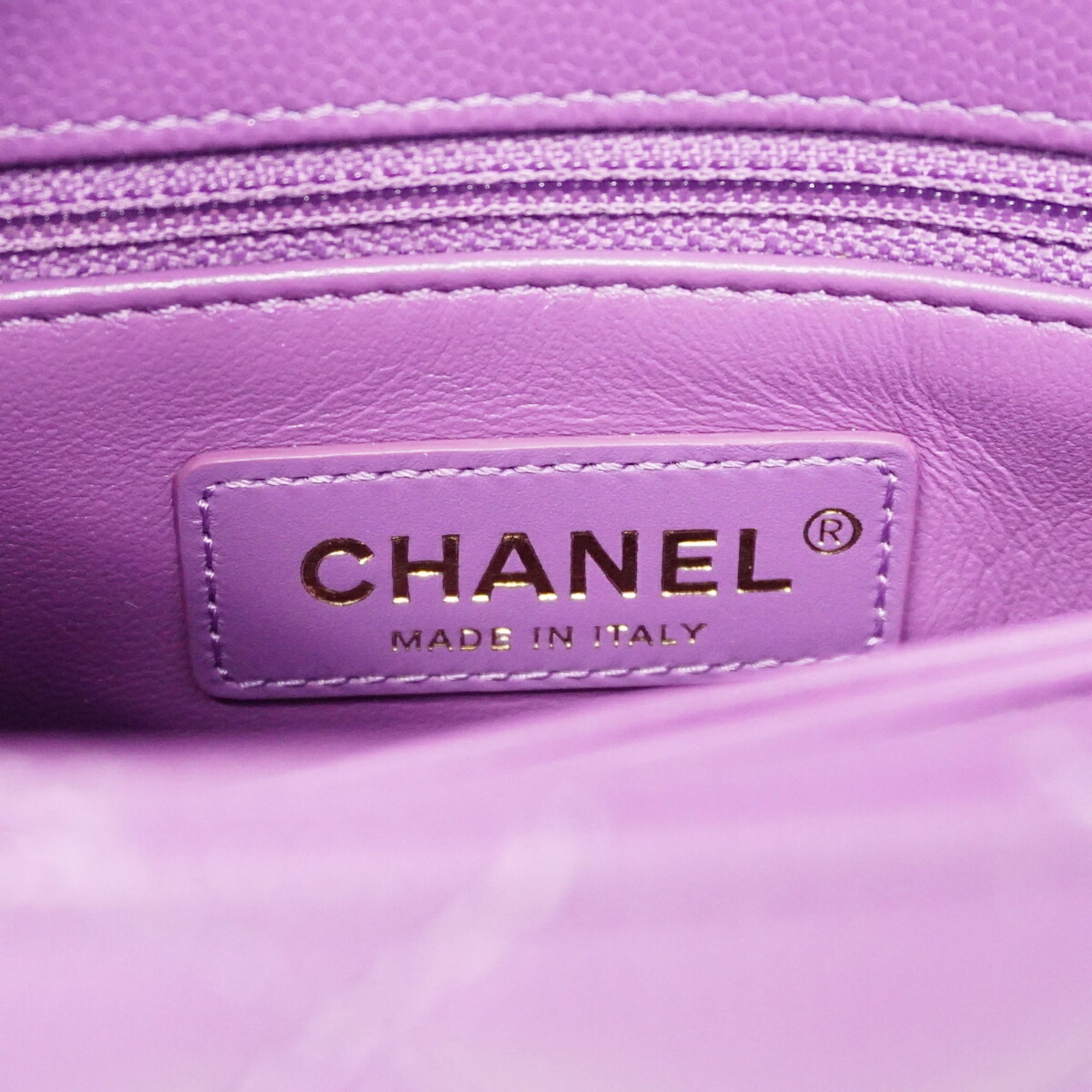 Chanel Purple Grained Calfskin Handbag (Pre-Owned)