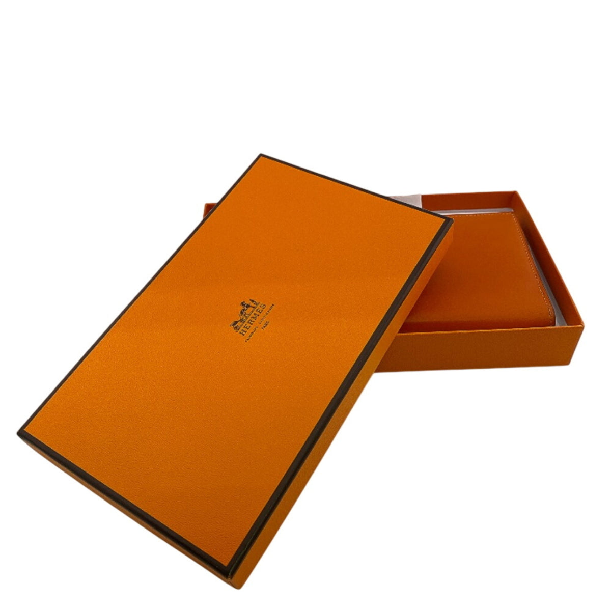 Hermes Orange Box Calf Leather Long Wallet (Bi-Fold) (Pre-Owned)