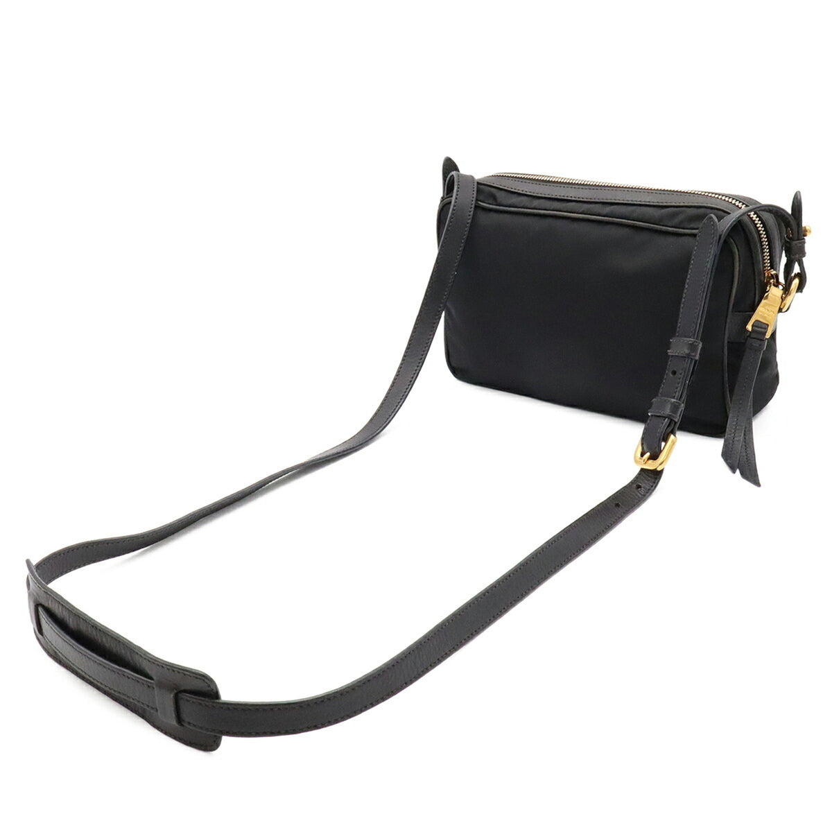 Prada Black Nero Nylon Leather Pochette Shoulder Bag (Pre-Owned)