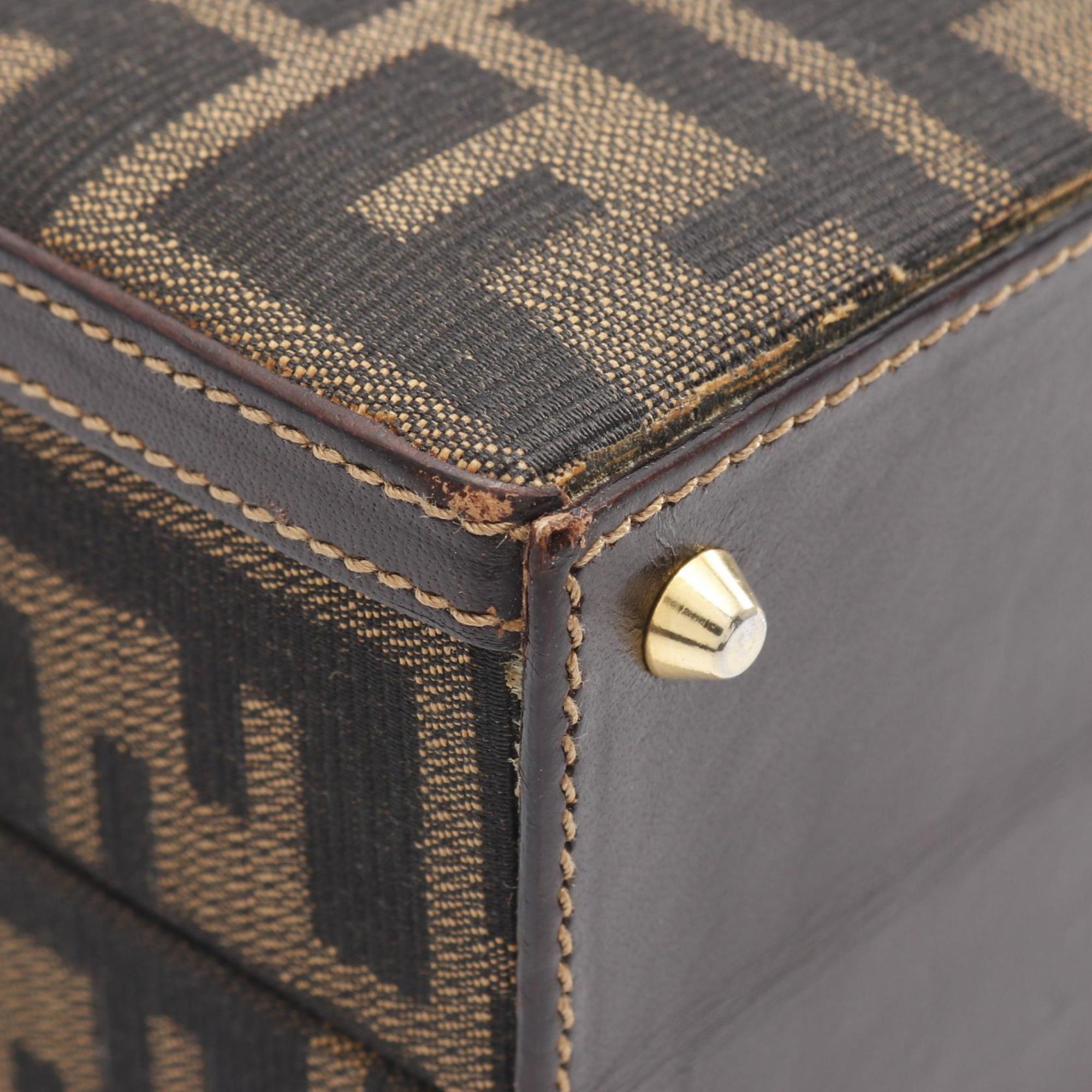 Fendi Brown Canvas Leather Handbag (Pre-Owned)