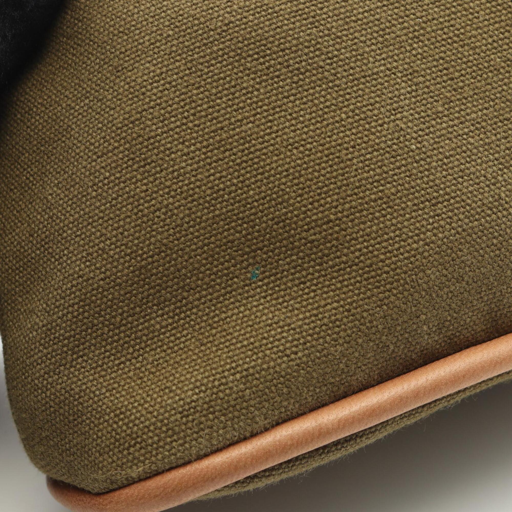 Hermes Khaki Canvas Leather Pouch (Pre-Owned)