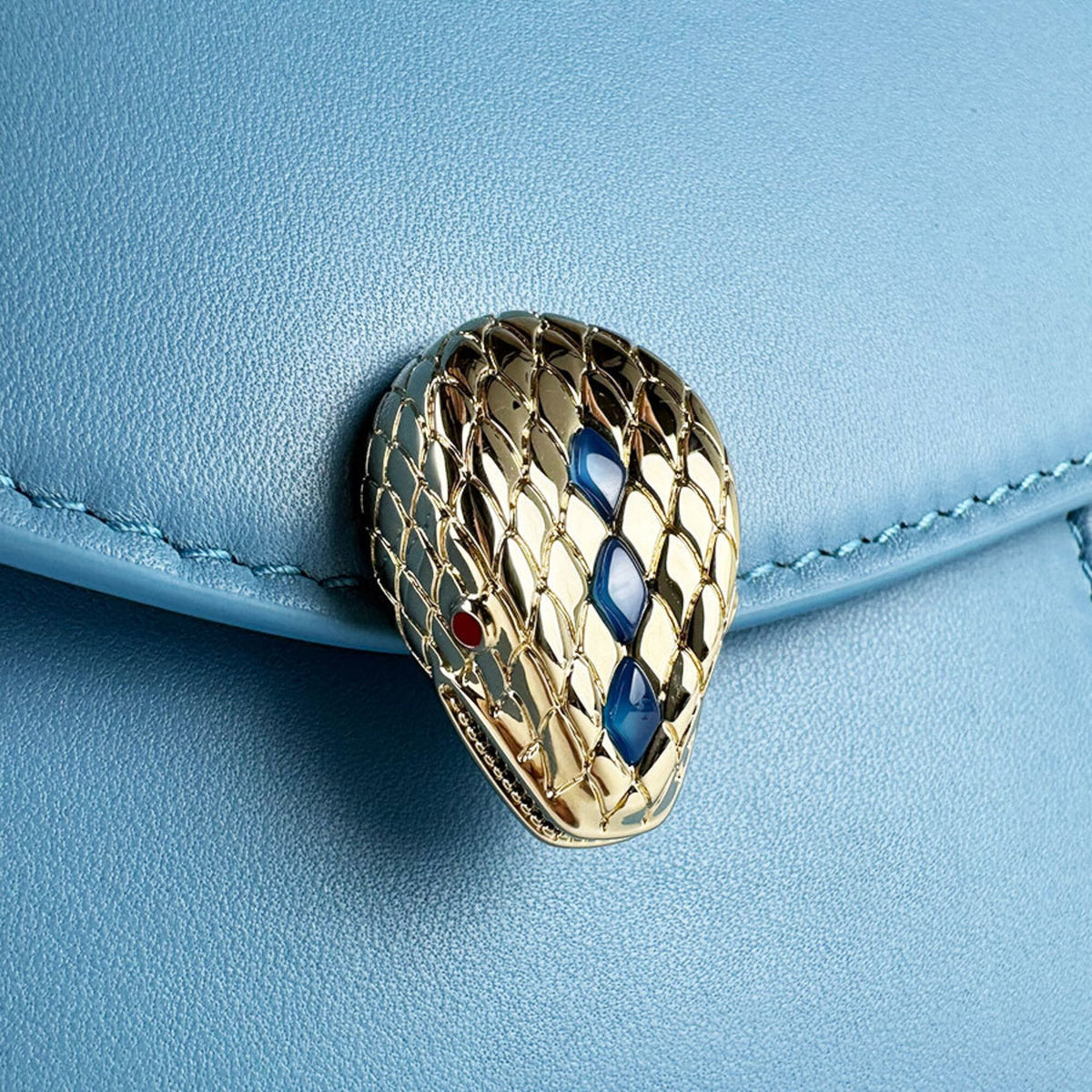 Bvlgari Blue Leather Handbag Shoulder Bag (Pre-Owned)