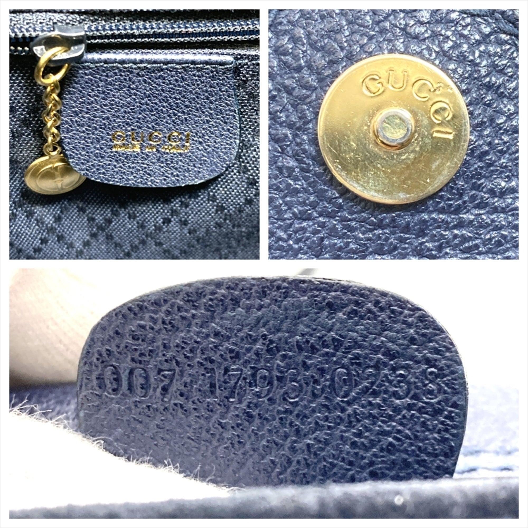 Gucci Navy Suede Leather Shoulder Bag (Pre-Owned)