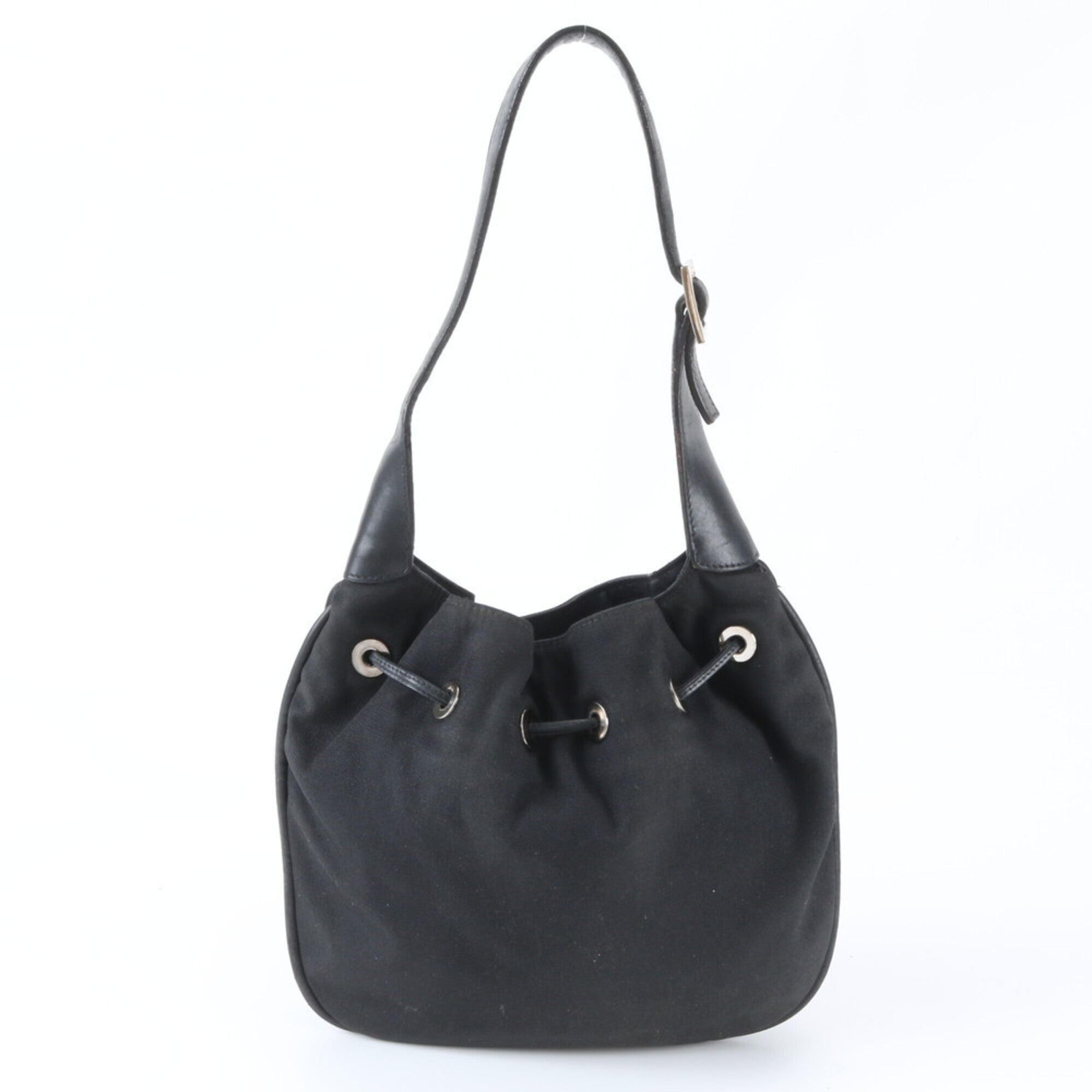 Gucci Black Leather Nylon Shoulder Bag (Pre-Owned)
