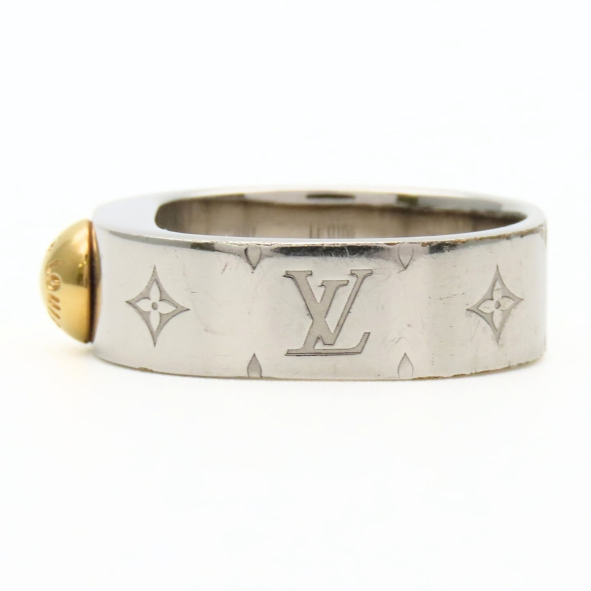Louis Vuitton Silver Metal Band Ring (Pre-Owned)