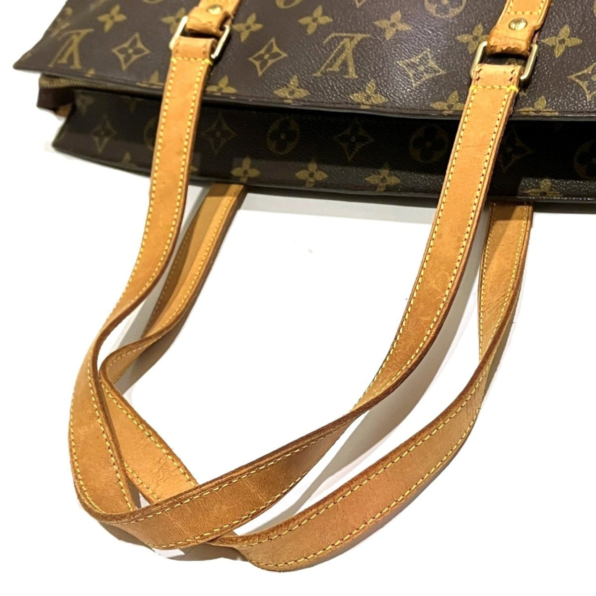 Louis Vuitton Brown Monogram Canvas Leather Tote Bag (Pre-Owned)