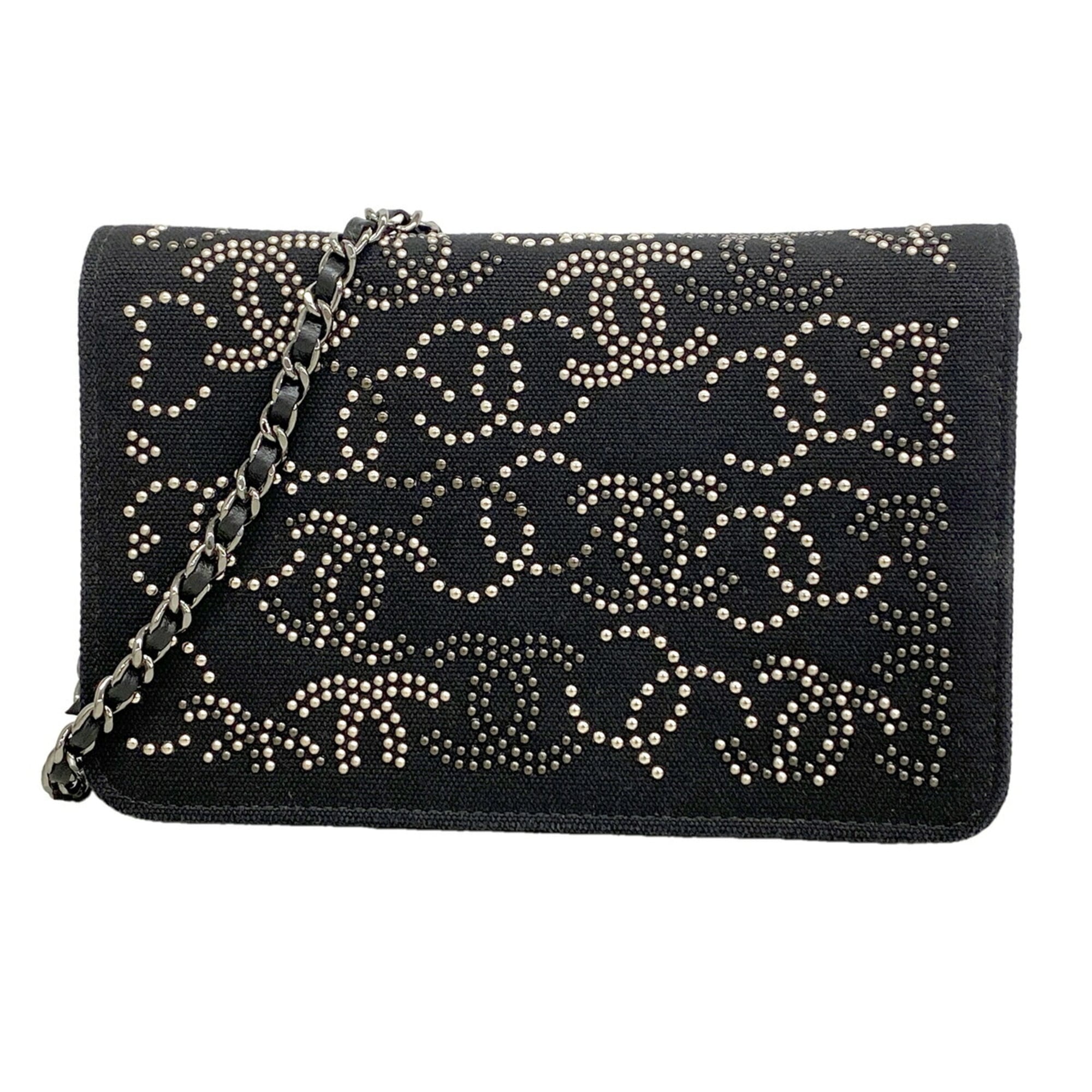 Chanel Black Canvas Chain/Shoulder Wallet (Pre-Owned)