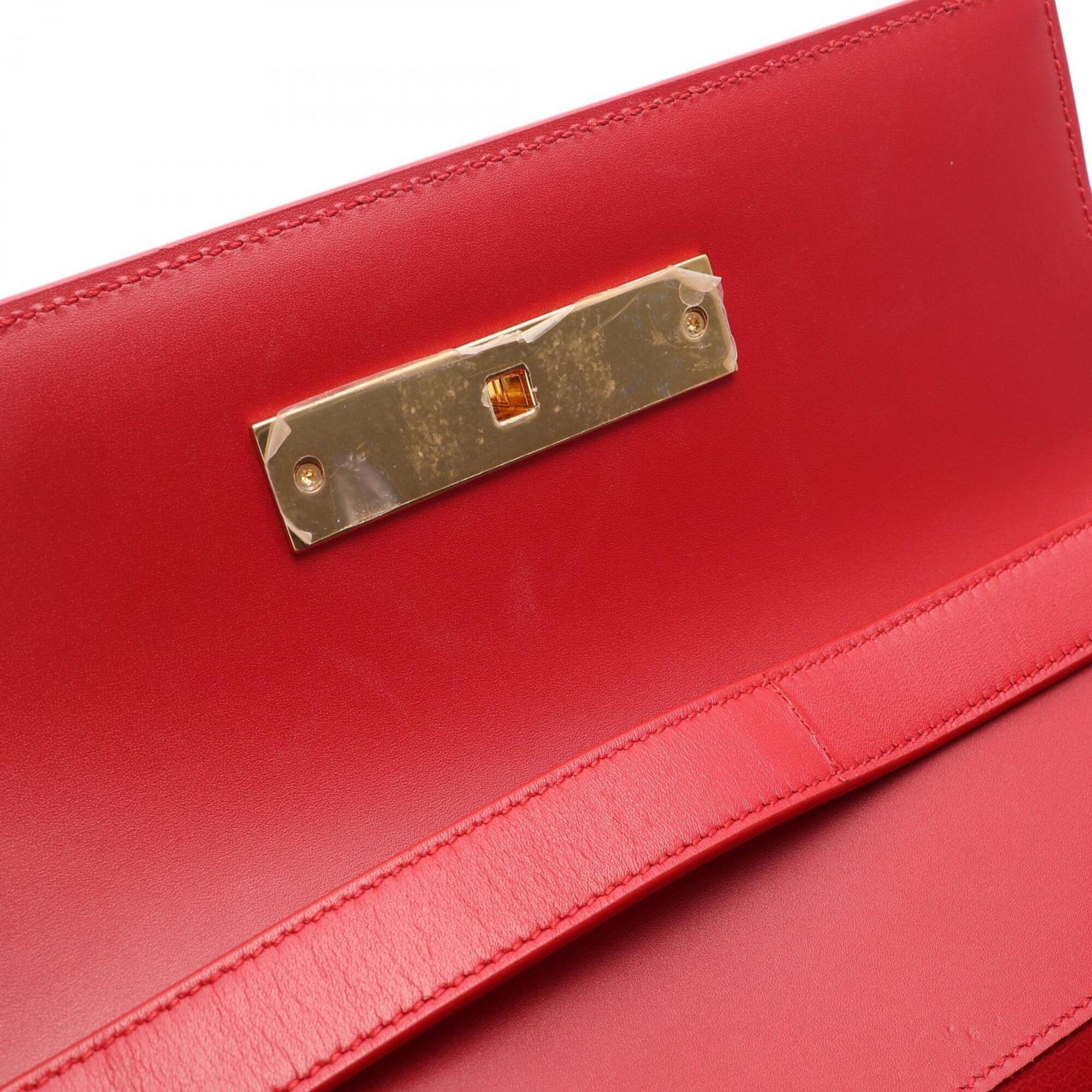 Yves Saint Laurent Red Color Leather Handbag Shoulder Bag (Pre-Owned)