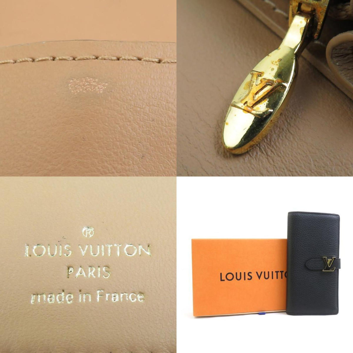 Louis Vuitton Black Leather Long Wallet (Bi-Fold) (Pre-Owned)