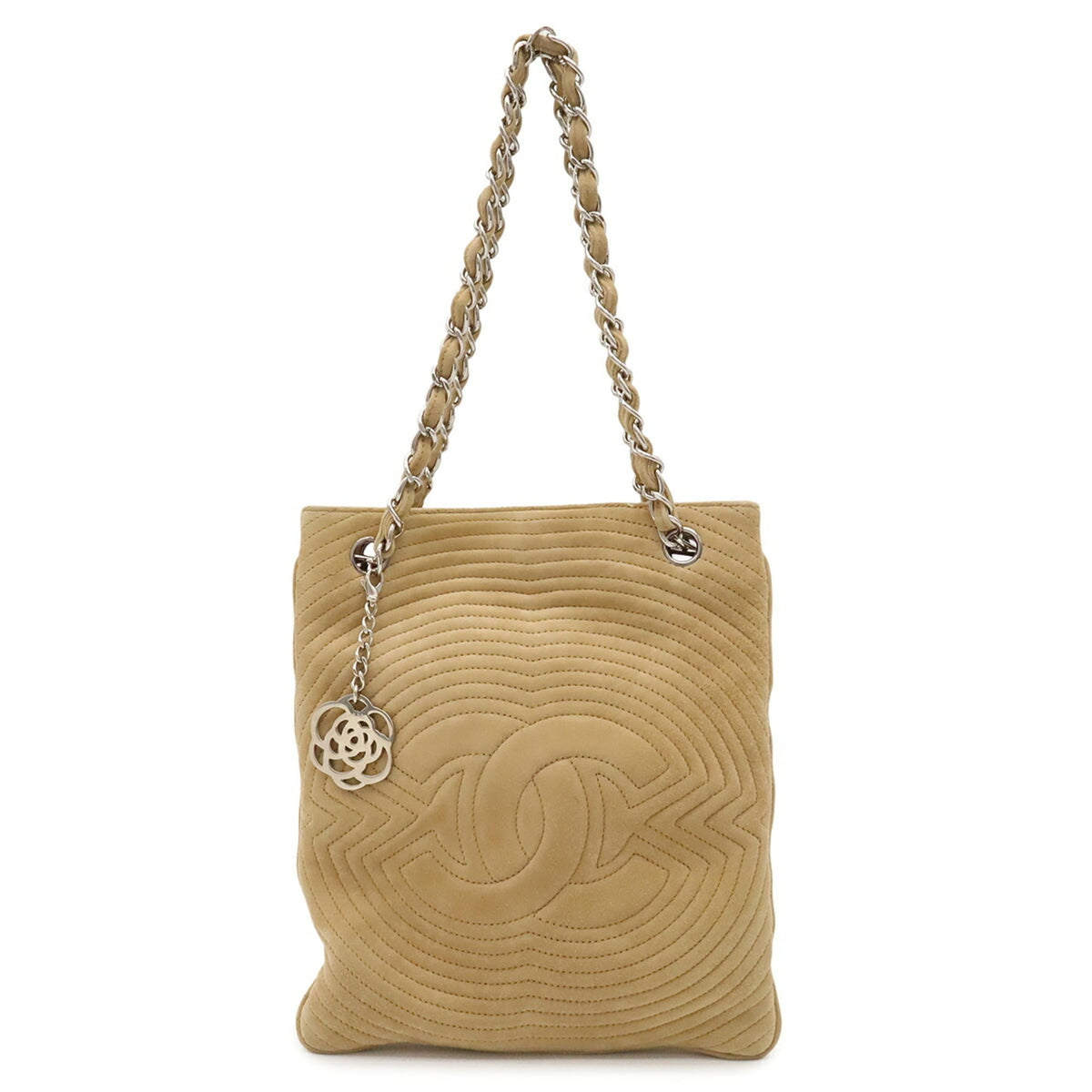 Chanel Beige Suede Shoulder Bag Tote Bag (Pre-Owned)