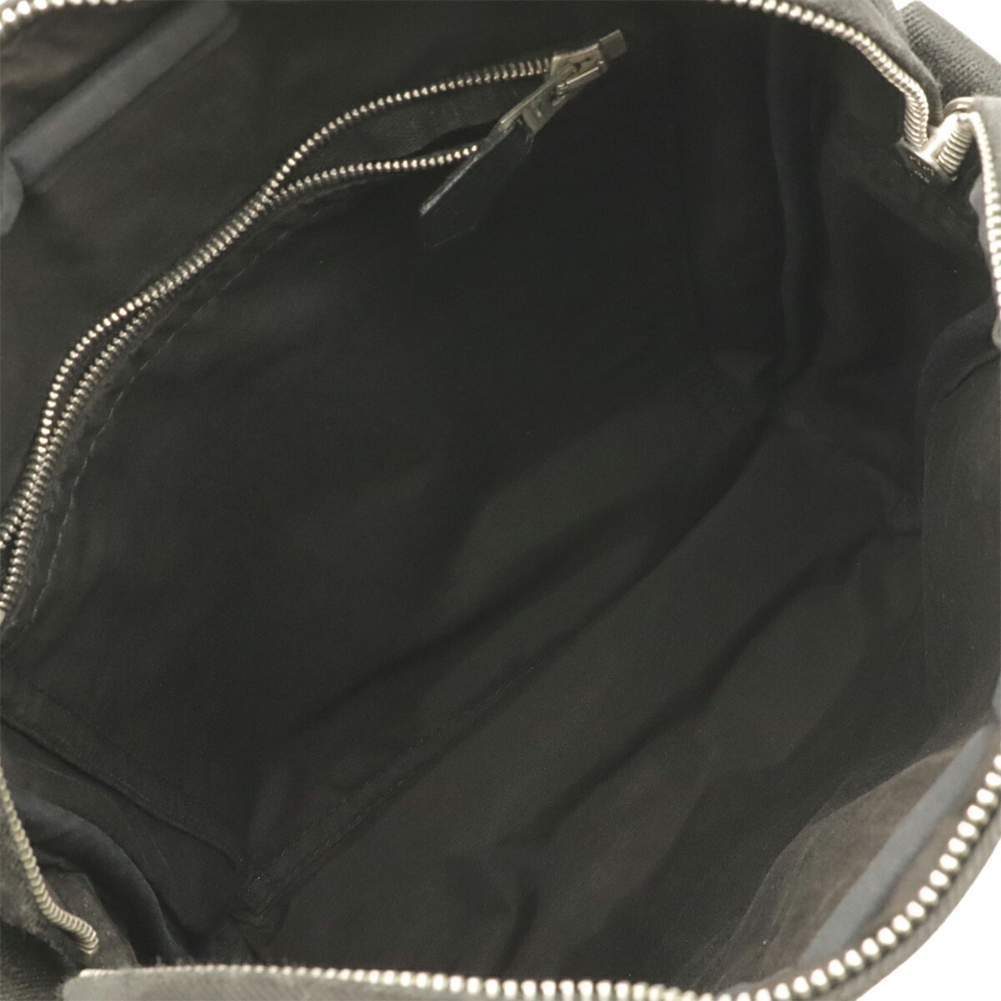 Hermes Black Toile Chevron Leather Pochette Shoulder Bag (Pre-Owned)
