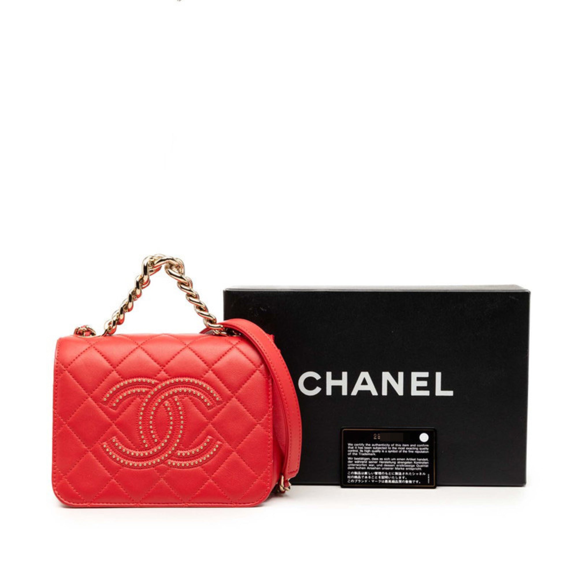 Chanel Red Color Leather Shoulder Bag (Pre-Owned)