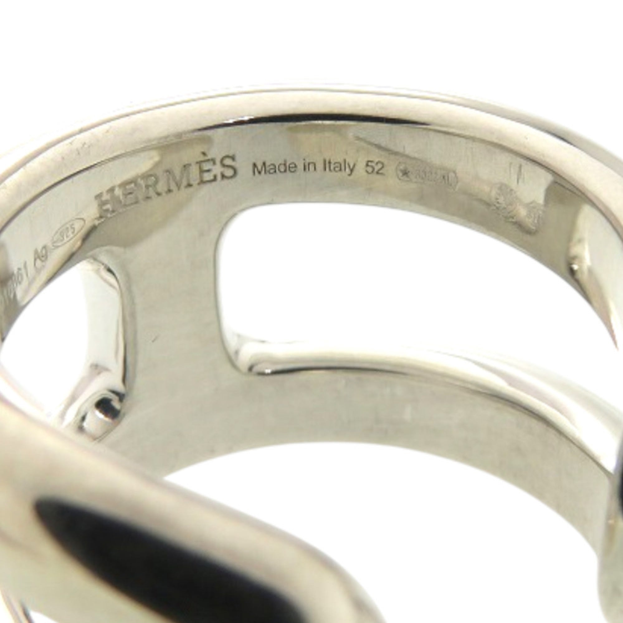 Hermes Silver Silver 925 Band Ring (Pre-Owned)
